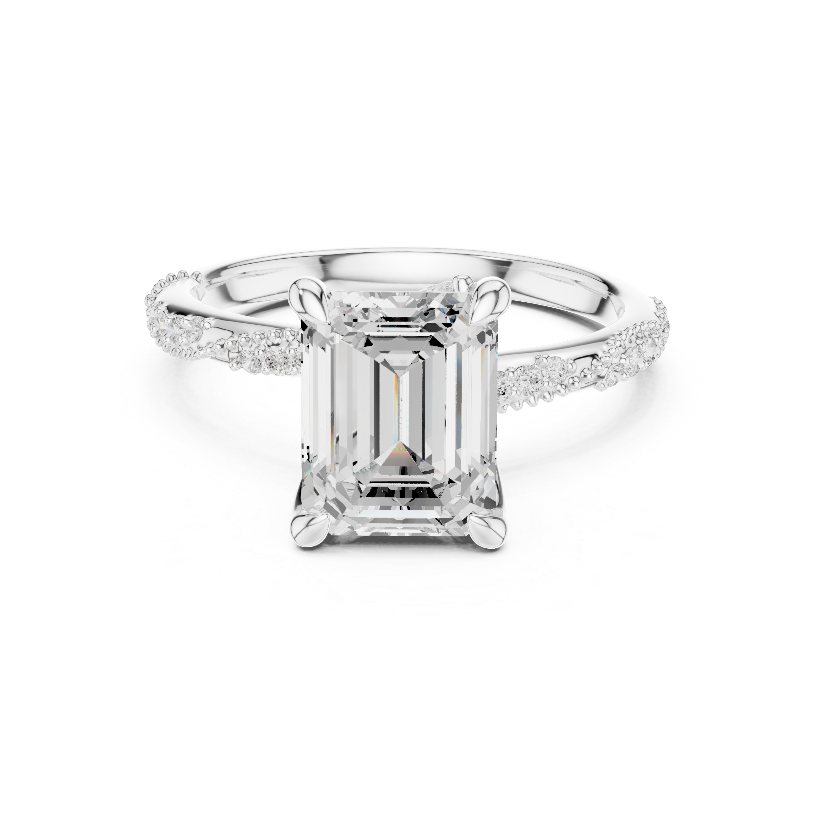 Vintage Emerald Cut Diamond Engagement Ring with Marquise Accent Details