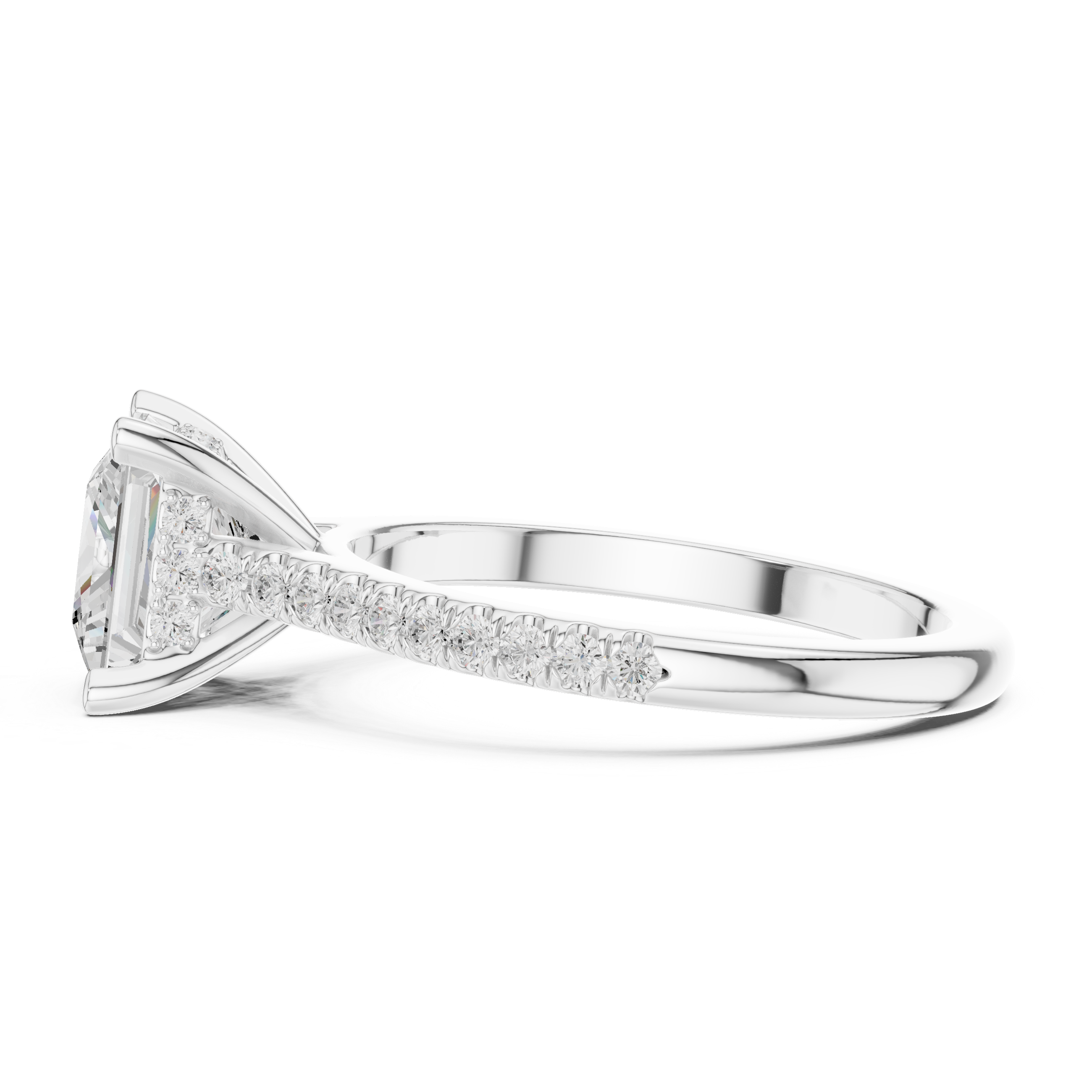 Princess Cut Diamond Engagement Ring with Pavé Cathedral Setting
