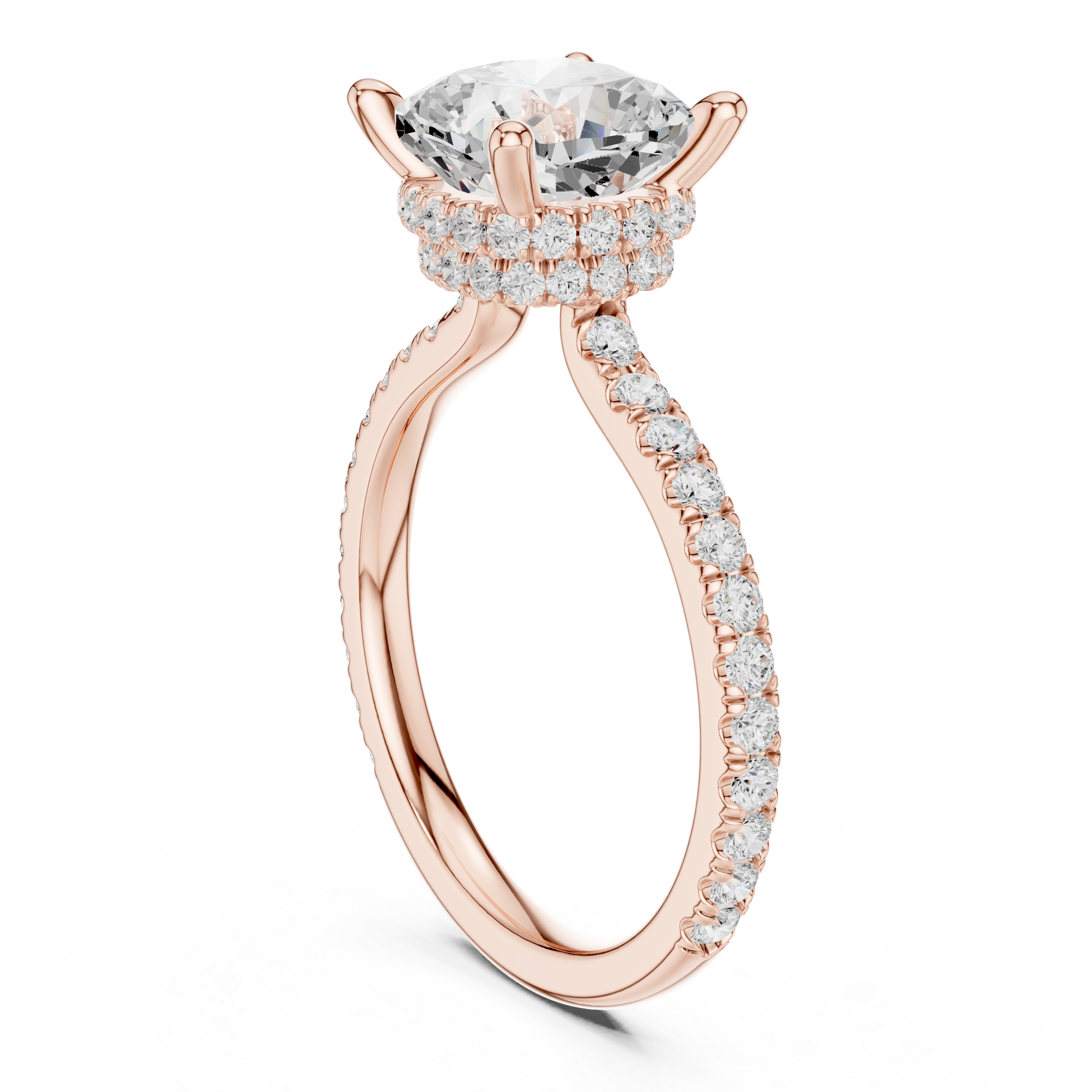 Cushion Cut Hidden Halo Pavé Engagement Ring