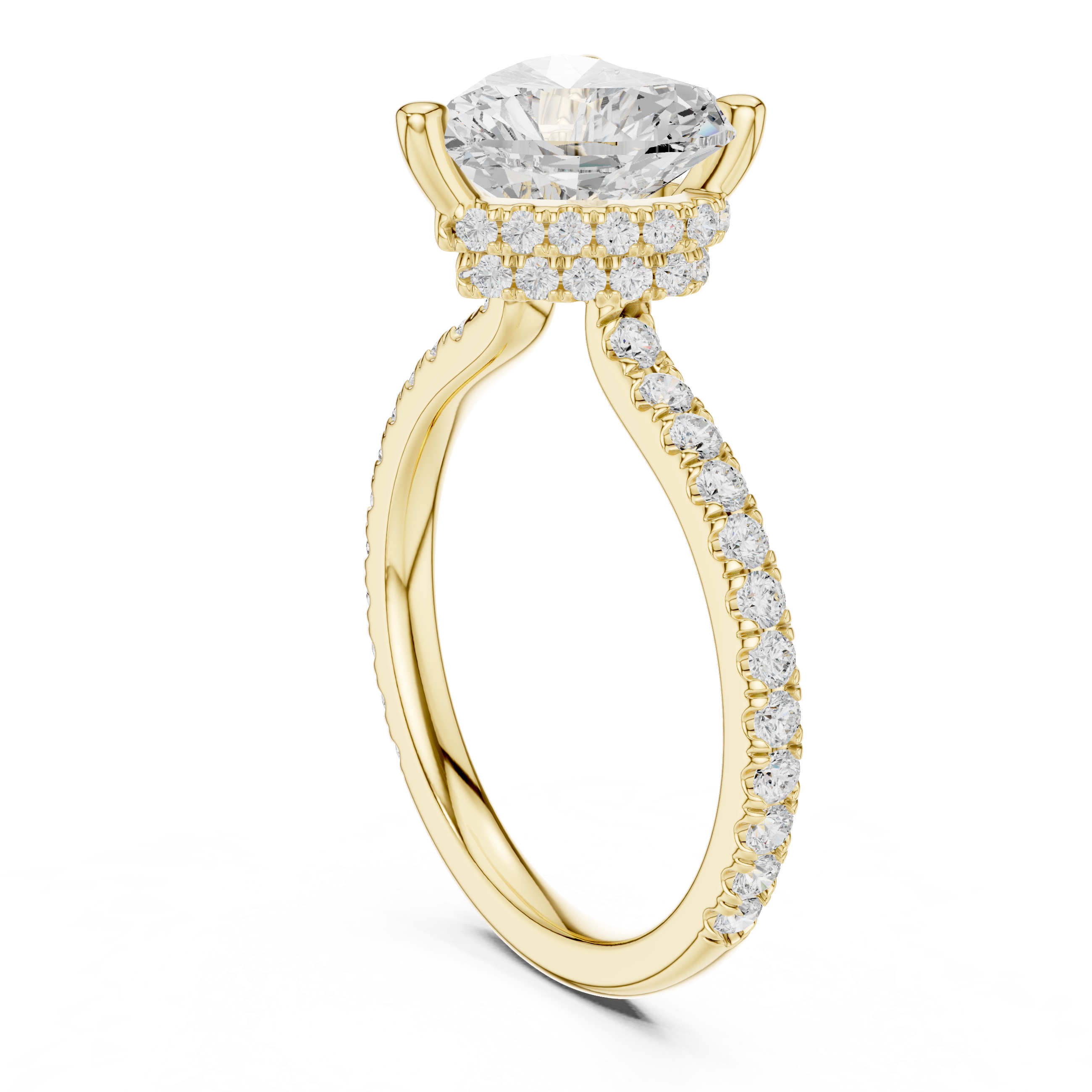 Heart Cut Hidden Halo Pavé Engagement Ring
