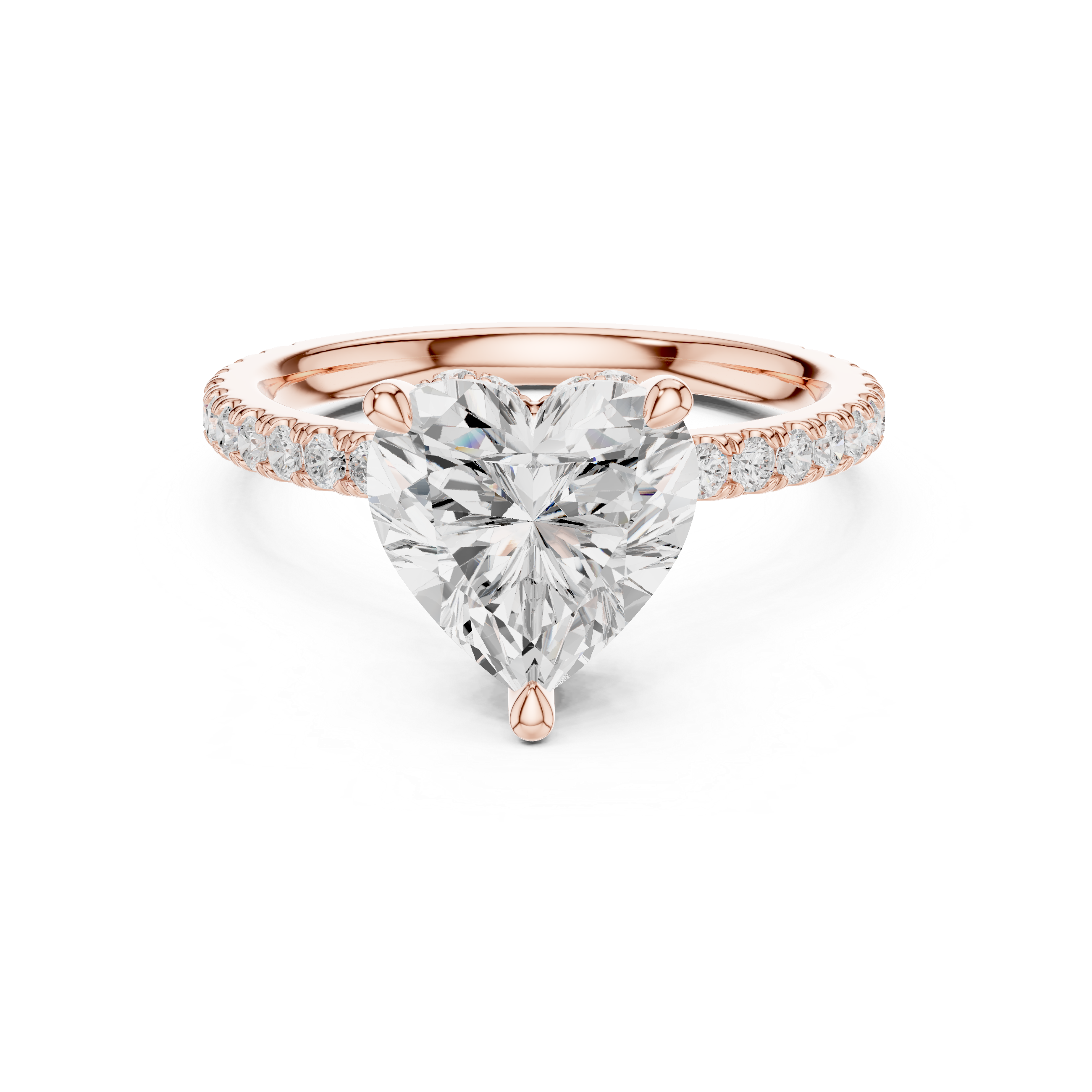 Heart Cut Hidden Halo Pavé Engagement Ring