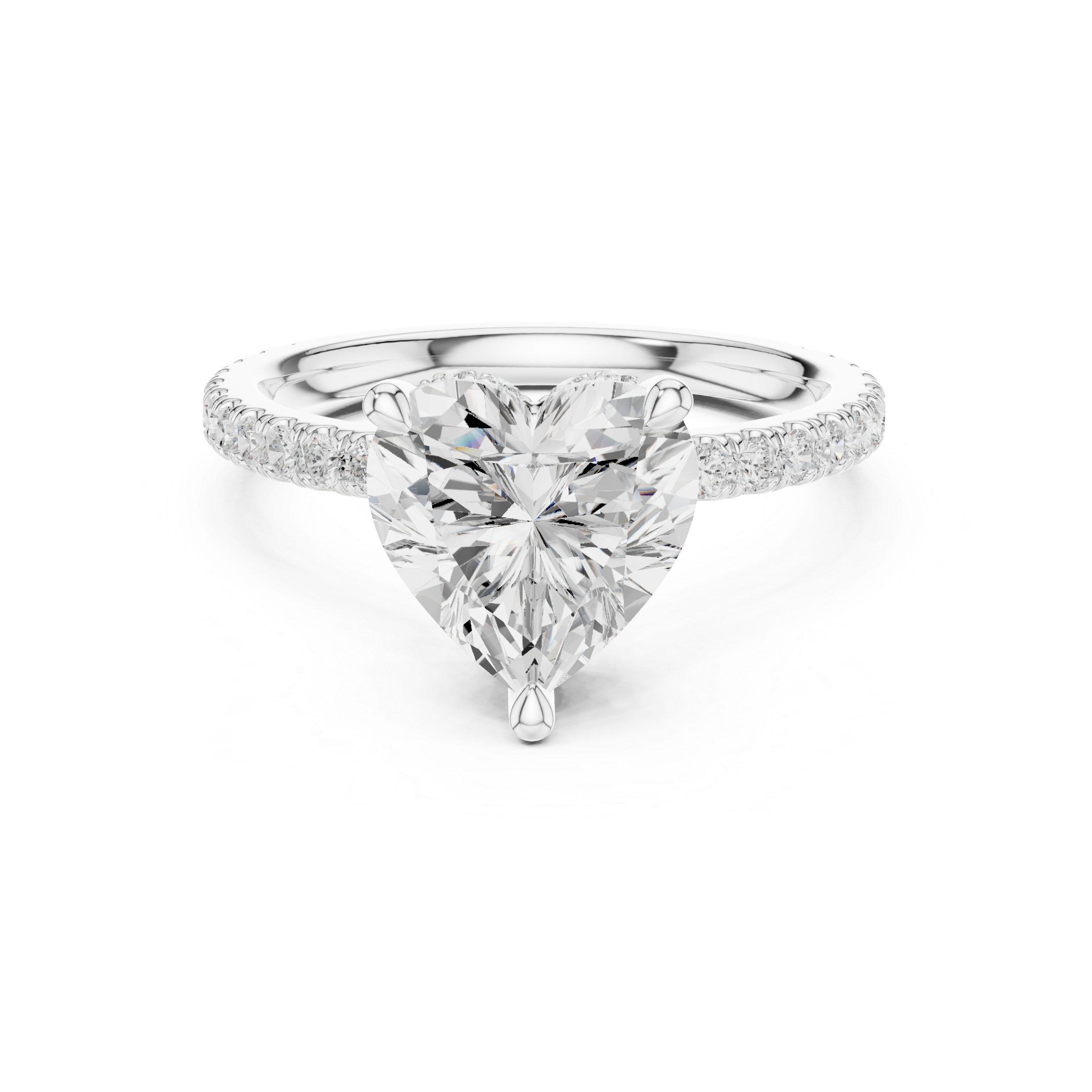 Heart Cut Hidden Halo Pavé Engagement Ring