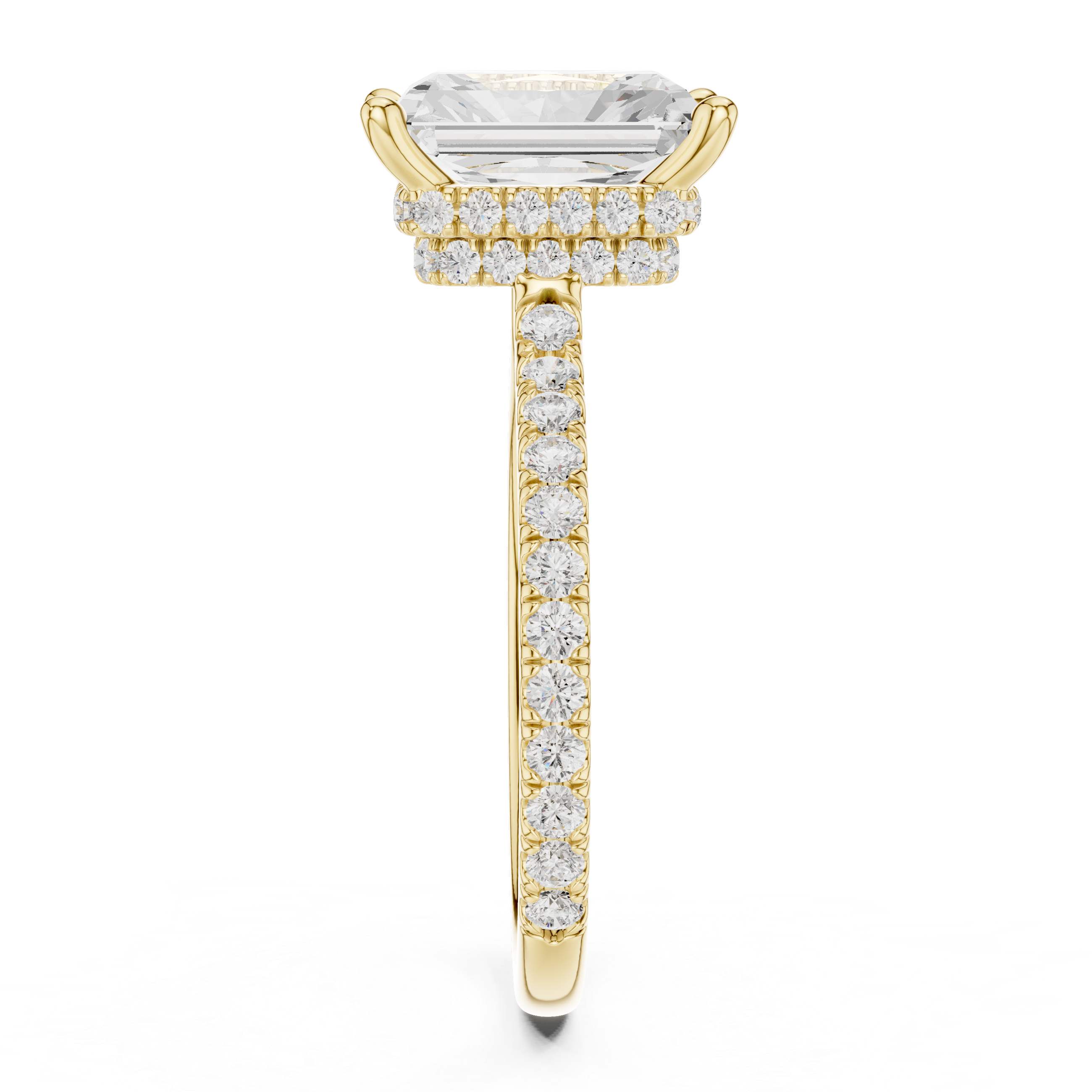 Radiant Cut Hidden Halo Pavé Engagement Ring