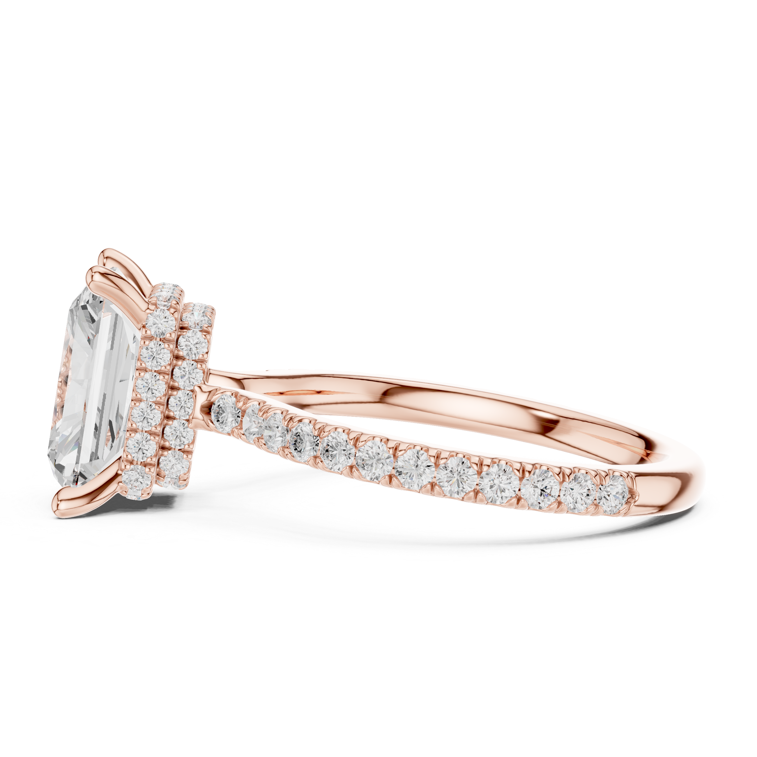 Radiant Cut Hidden Halo Pavé Engagement Ring