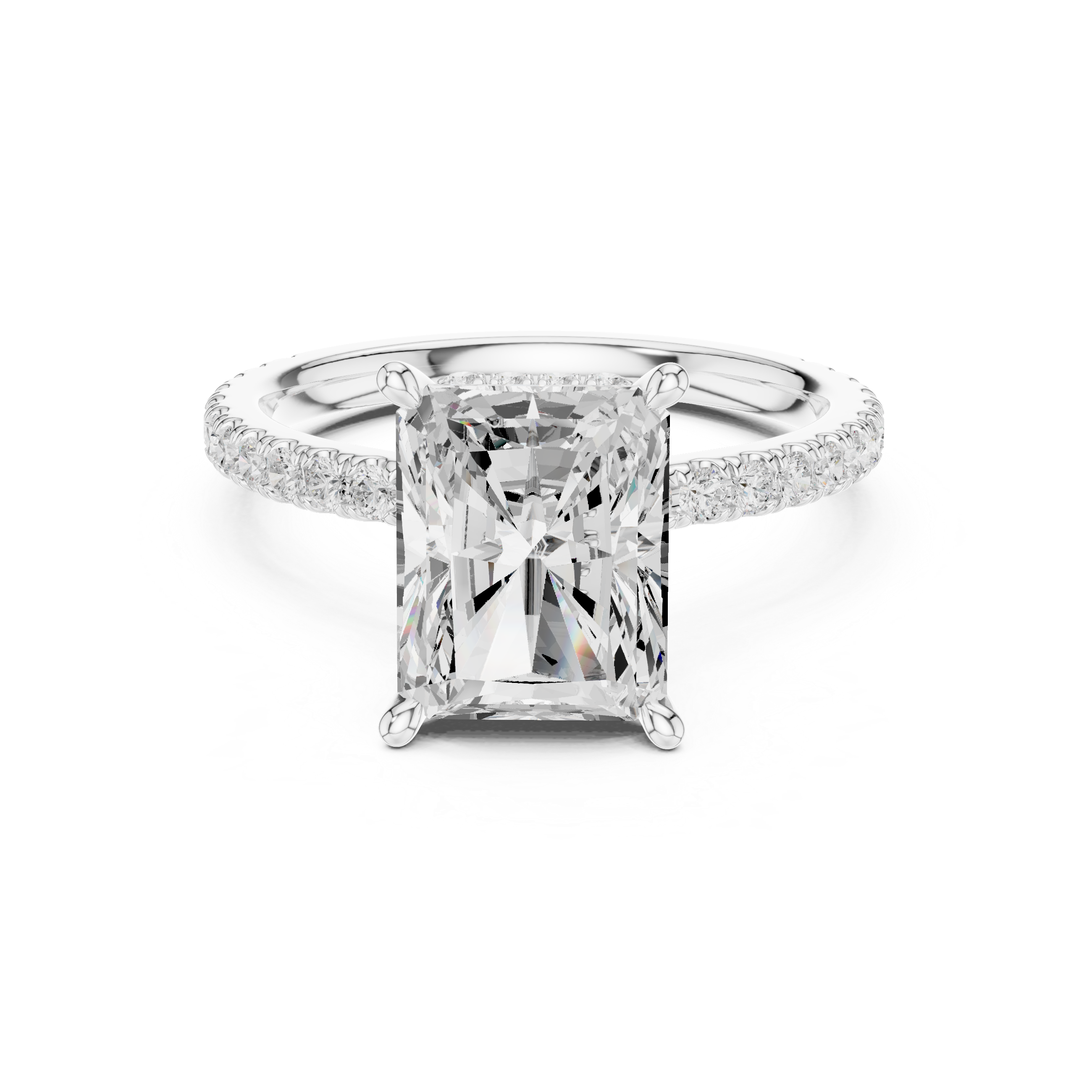 Radiant Cut Hidden Halo Pavé Engagement Ring