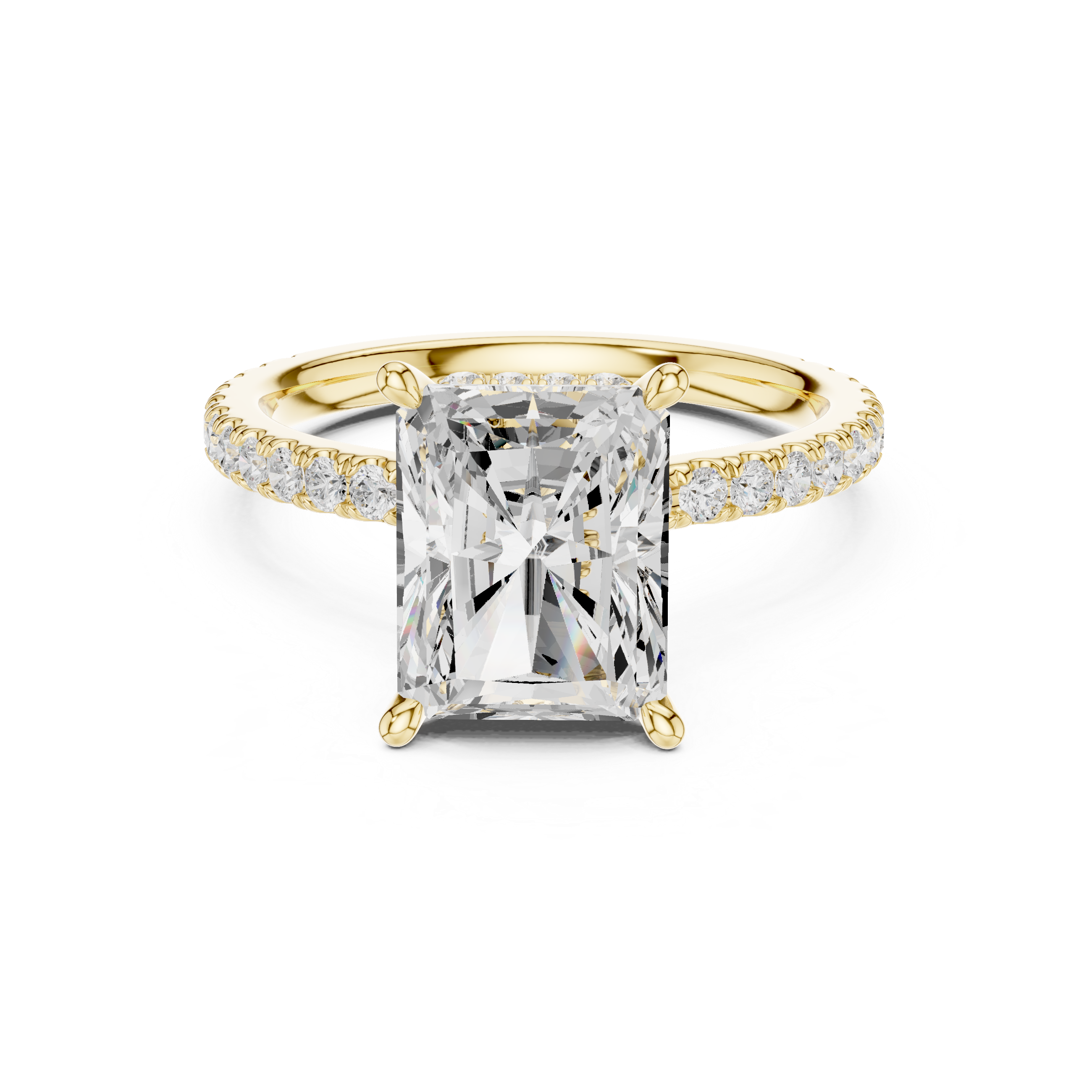 Radiant Cut Hidden Halo Pavé Engagement Ring