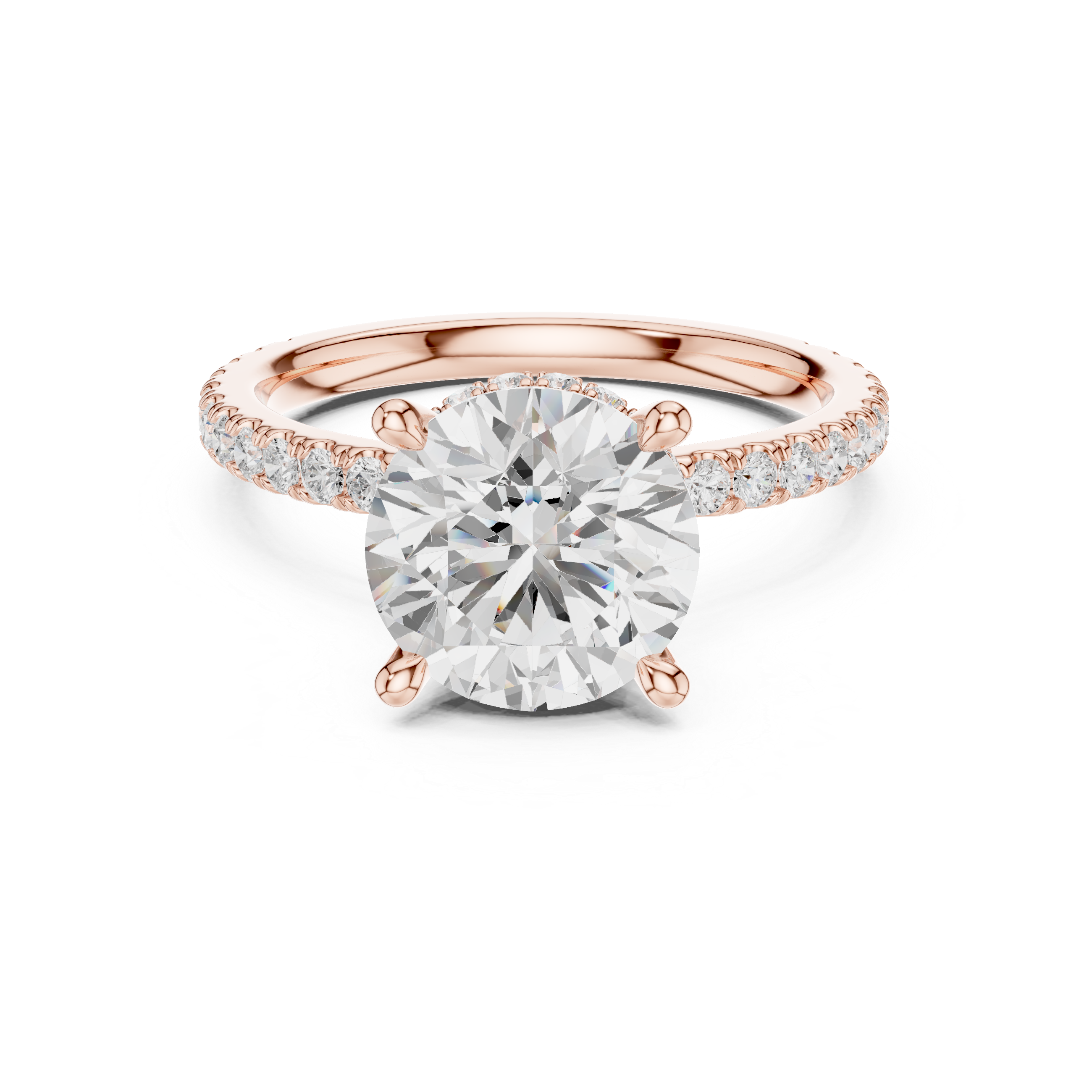 Round Cut Hidden Halo Pavé Engagement Ring