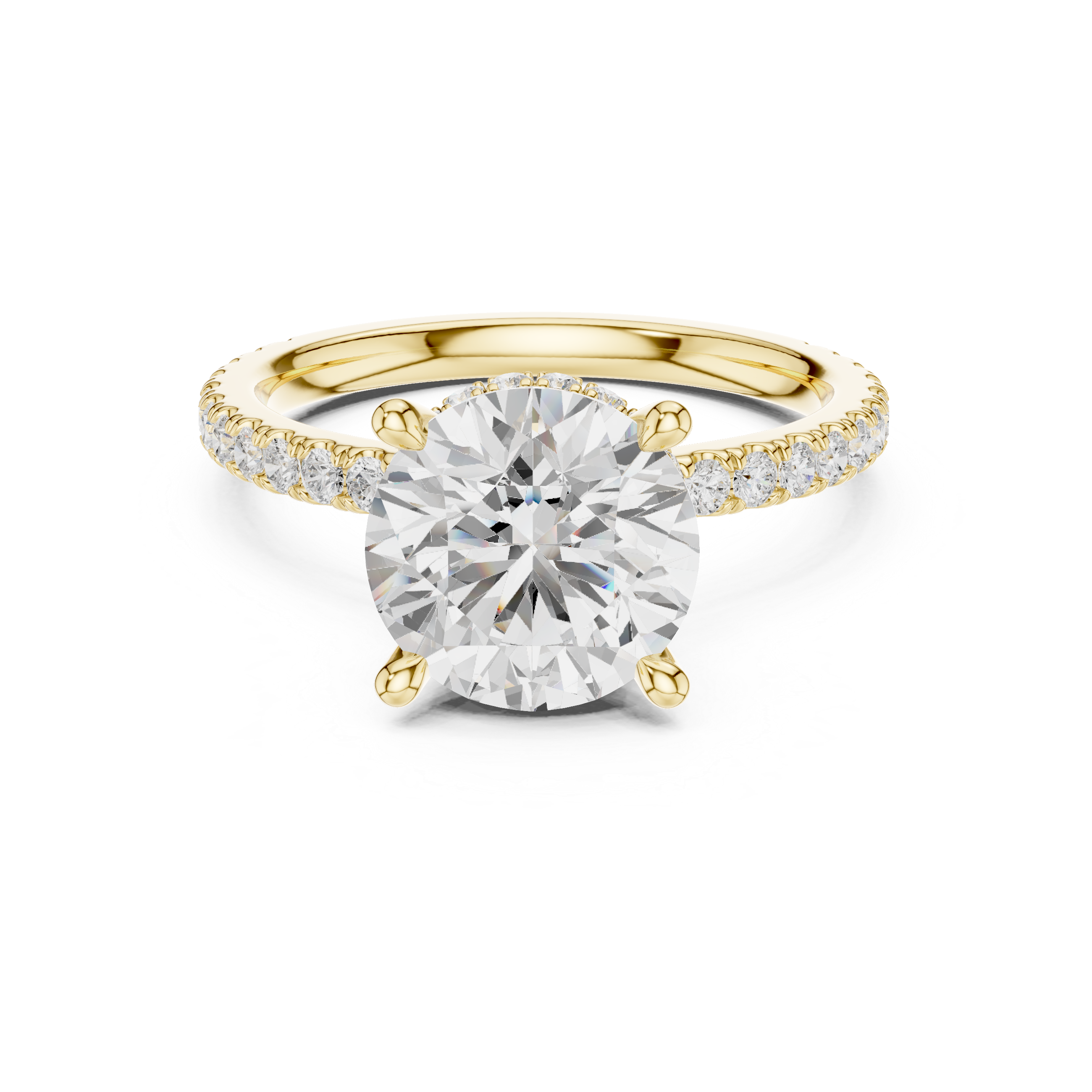 Round Cut Hidden Halo Pavé Engagement Ring