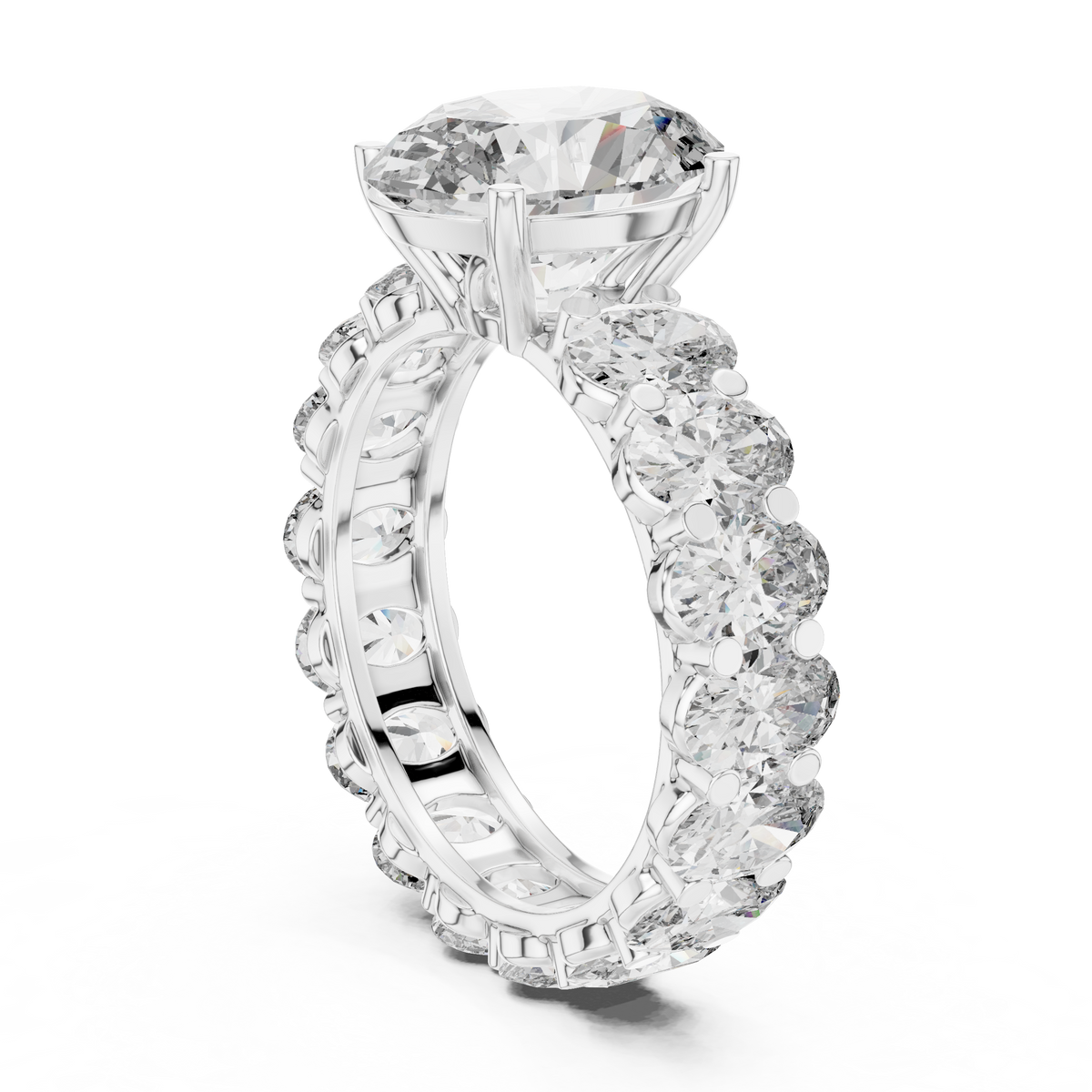 Oval Cut Diamond Engagement Ring with Oval Eternity Band, 3.33 CT Center Stone