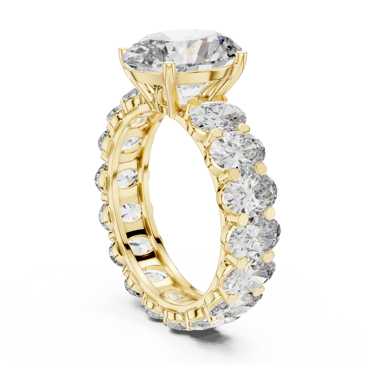 Oval Cut Diamond Engagement Ring with Oval Eternity Band, 3.33 CT Center Stone