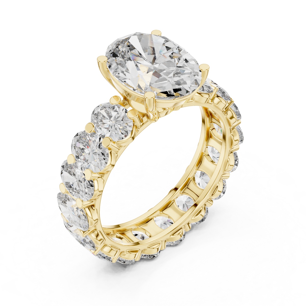 Oval Cut Diamond Engagement Ring with Oval Eternity Band, 3.33 CT Center Stone