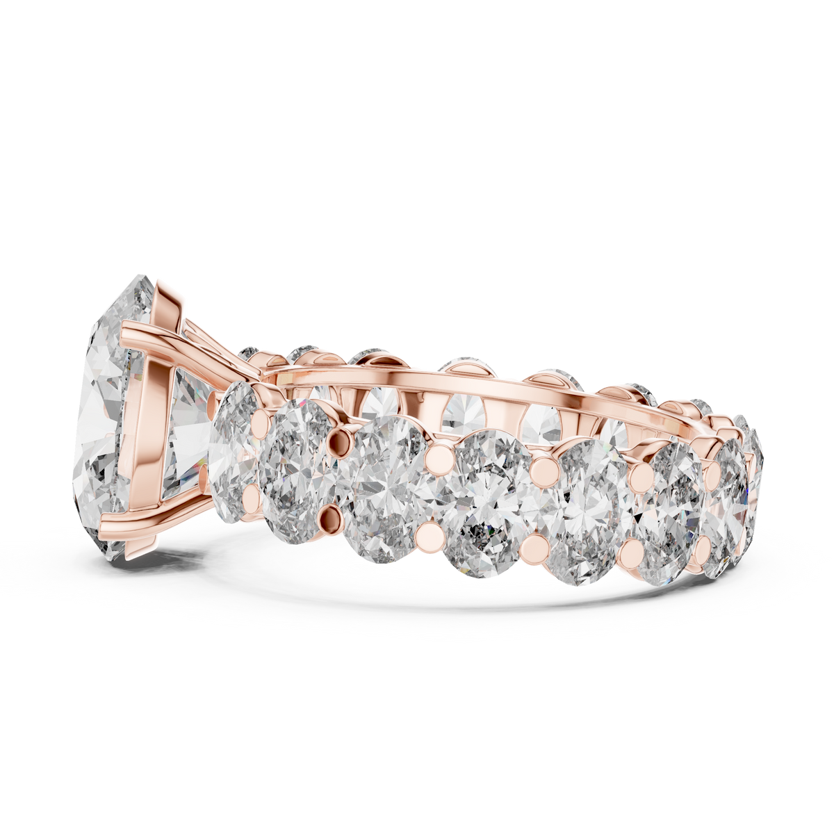 Oval Cut Diamond Engagement Ring with Oval Eternity Band, 3.33 CT Center Stone