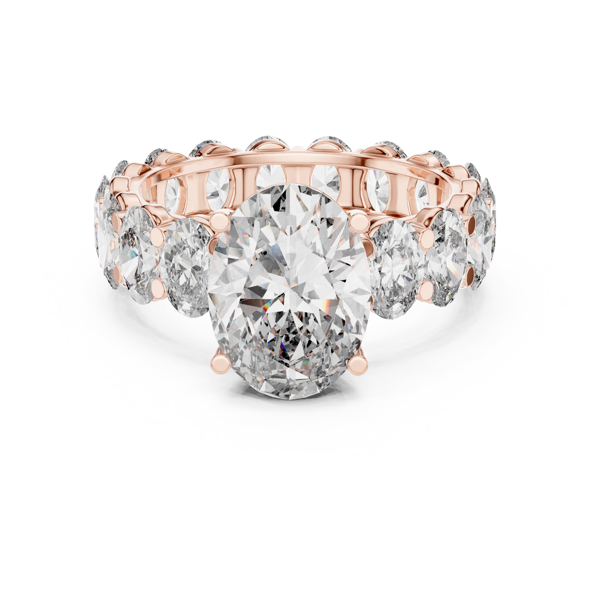 Oval Cut Diamond Engagement Ring with Oval Eternity Band, 3.33 CT Center Stone