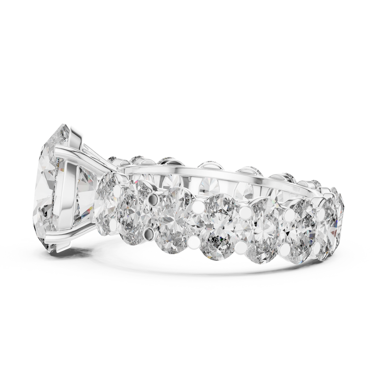 Oval Cut Diamond Engagement Ring with Oval Eternity Band, 3.33 CT Center Stone