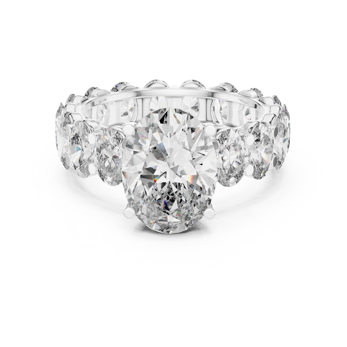 Oval Cut Diamond Engagement Ring with Oval Eternity Band, 3.33 CT Center Stone