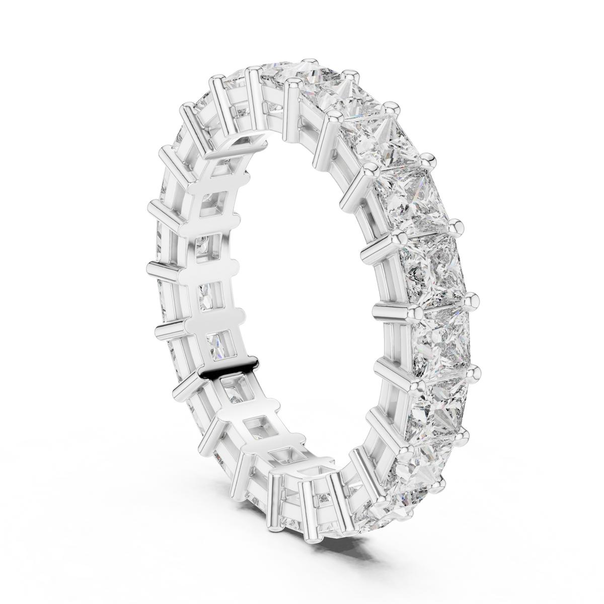 Princess Cut Diamond Full Eternity Ring with Collet Setting