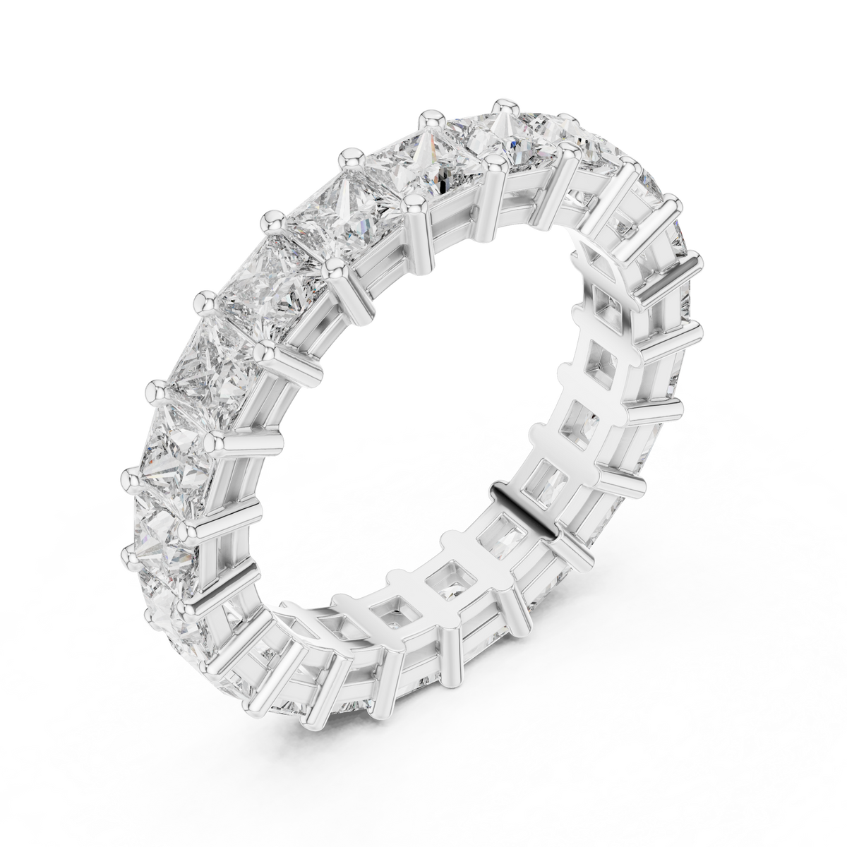 Princess Cut Diamond Full Eternity Ring with Collet Setting