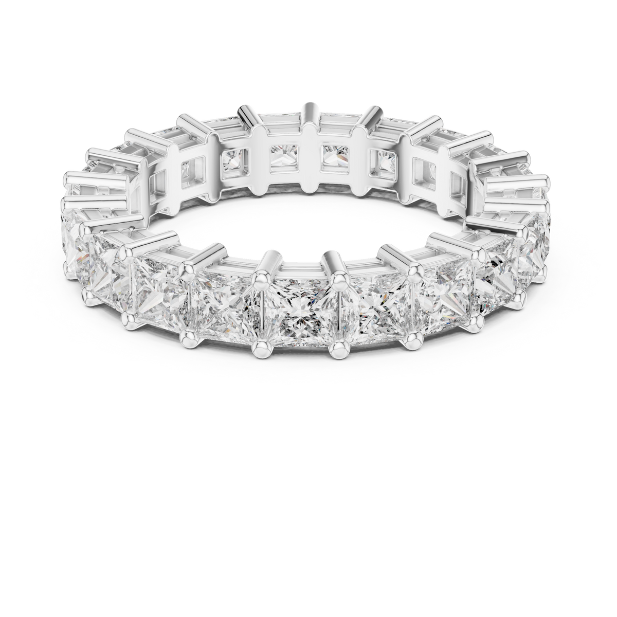 Princess Cut Diamond Full Eternity Ring with Collet Setting