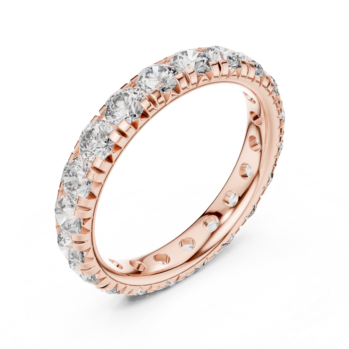 Round Diamond Full Eternity Ring with U-Cut Setting