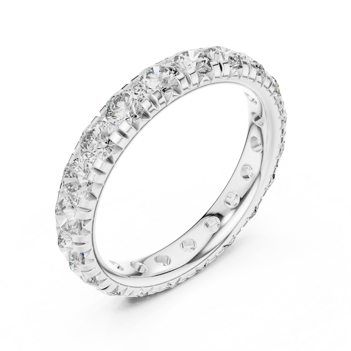 Round Diamond Full Eternity Ring with U-Cut Setting