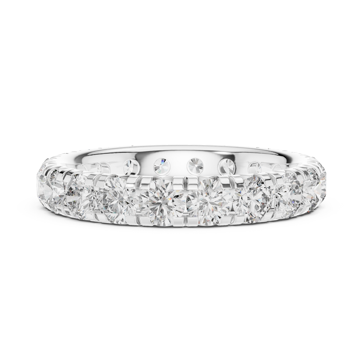 Round Diamond Full Eternity Ring with U-Cut Setting