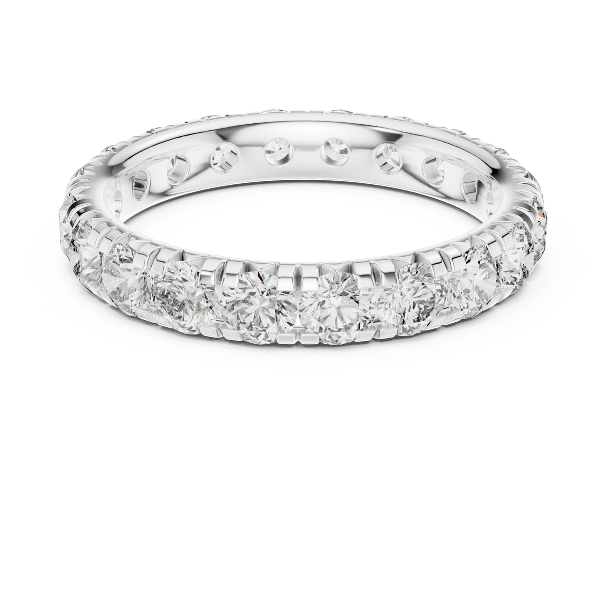 Round Diamond Full Eternity Ring with U-Cut Setting