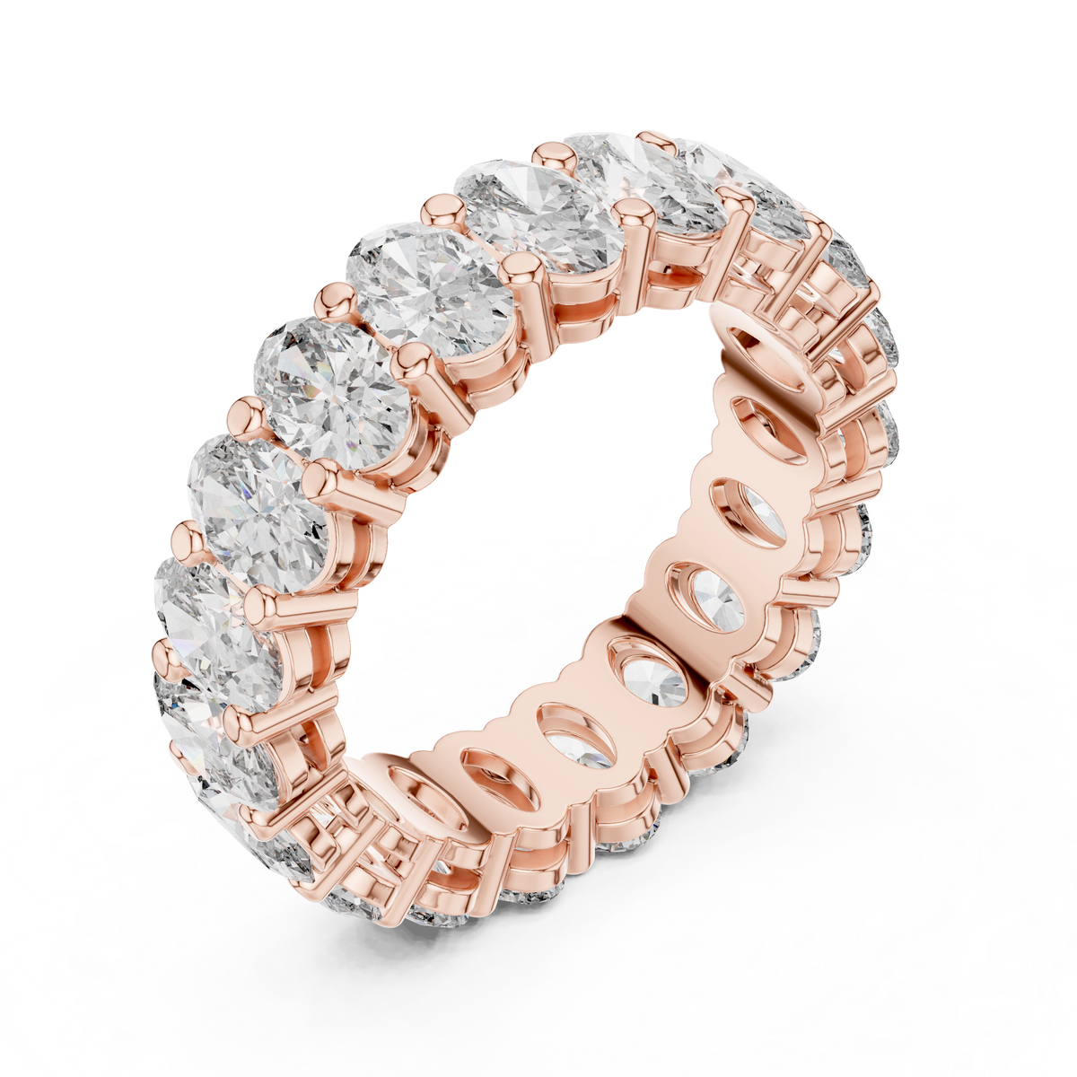Oval Cut Diamond Full Eternity Ring with Classic Prong Setting