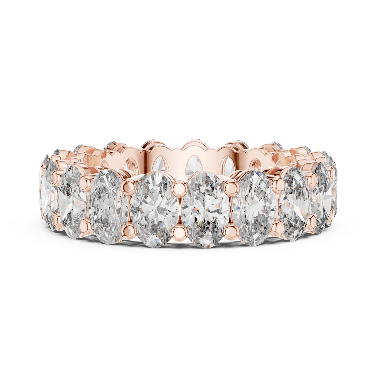 Oval Cut Diamond Full Eternity Ring with Classic Prong Setting