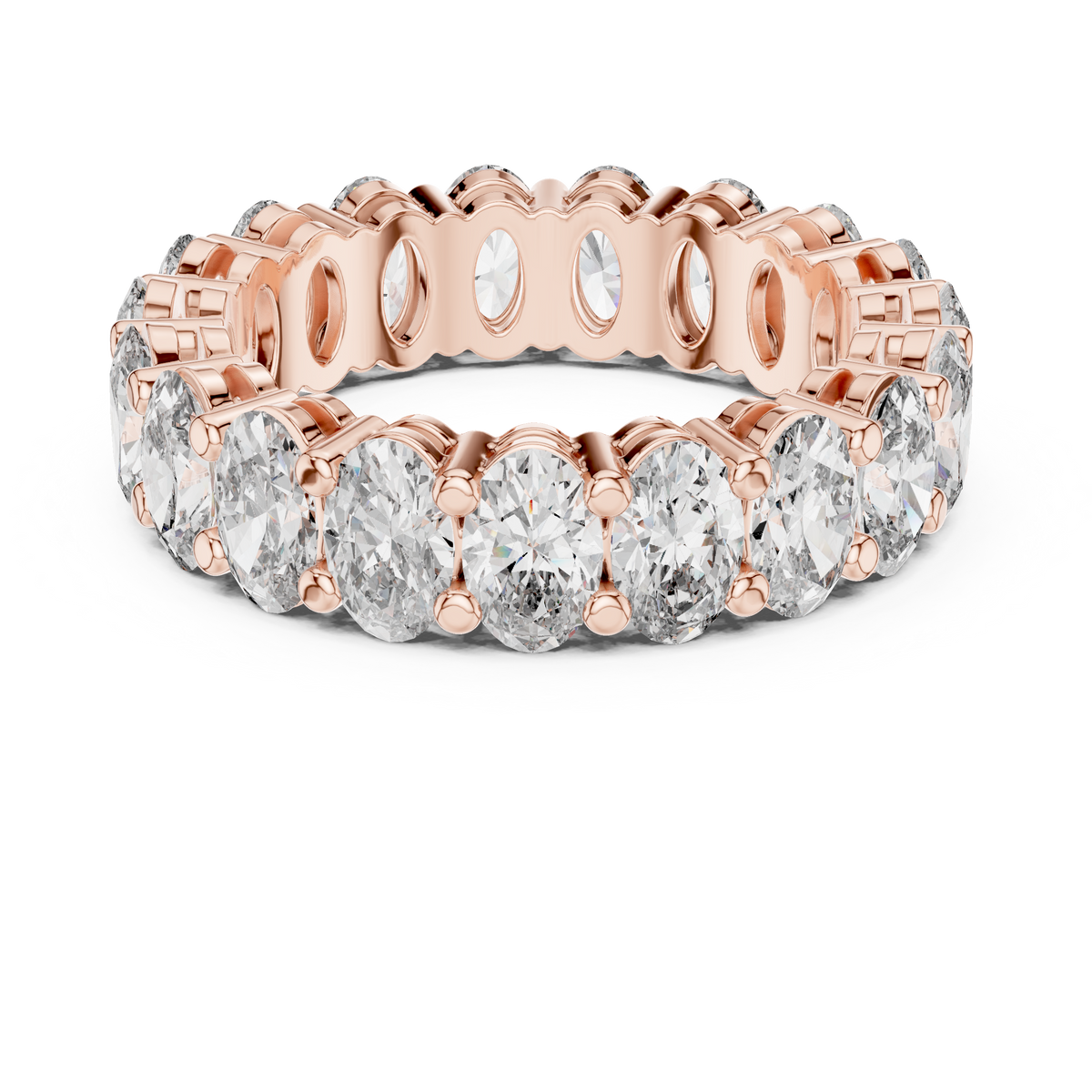 Oval Cut Diamond Full Eternity Ring with Classic Prong Setting