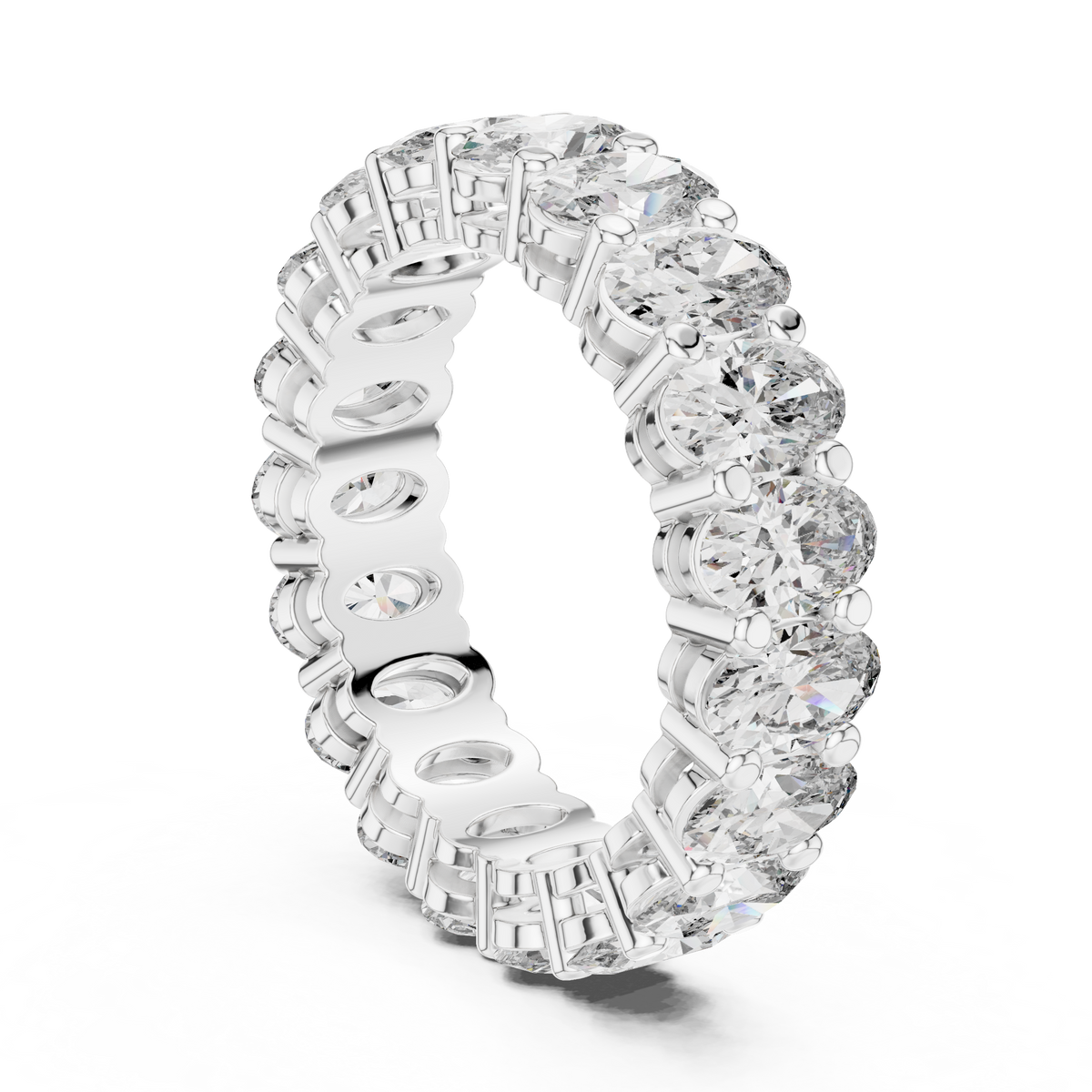 Oval Cut Diamond Full Eternity Ring with Classic Prong Setting