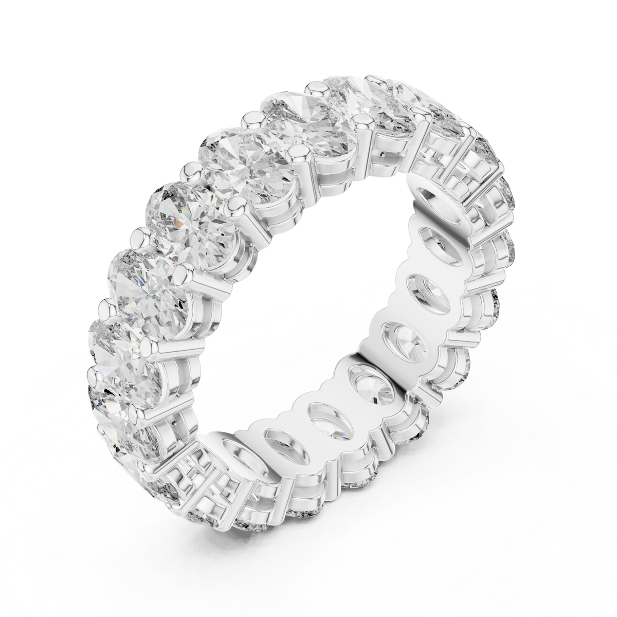 Oval Cut Diamond Full Eternity Ring with Classic Prong Setting
