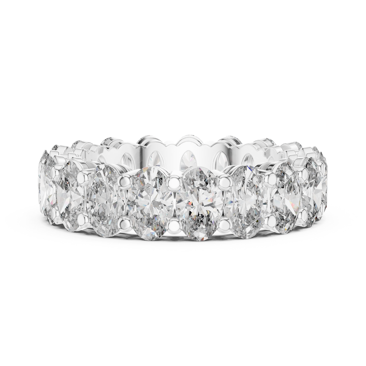 Oval Cut Diamond Full Eternity Ring with Classic Prong Setting