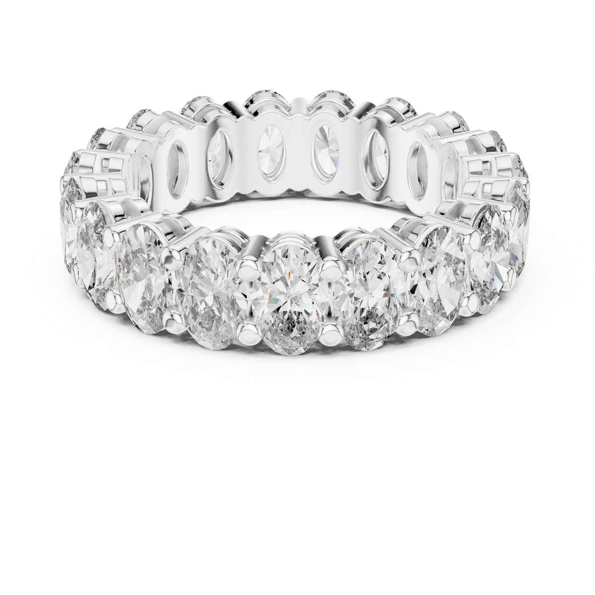 Oval Cut Diamond Full Eternity Ring with Classic Prong Setting