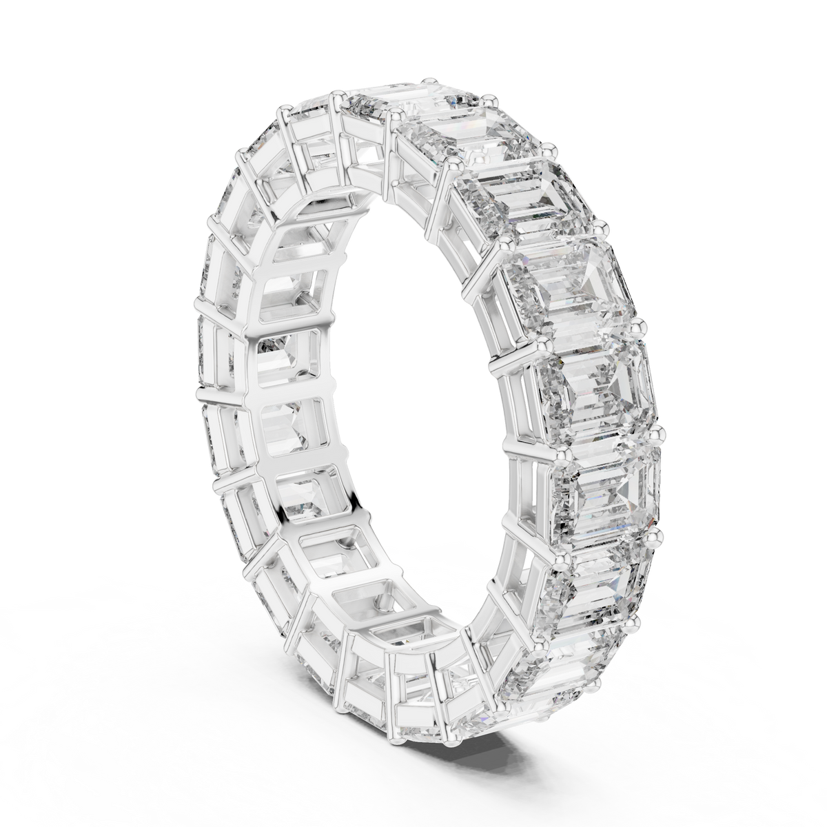Emerald Cut Diamond Eternity Ring with Full Eternity Setting