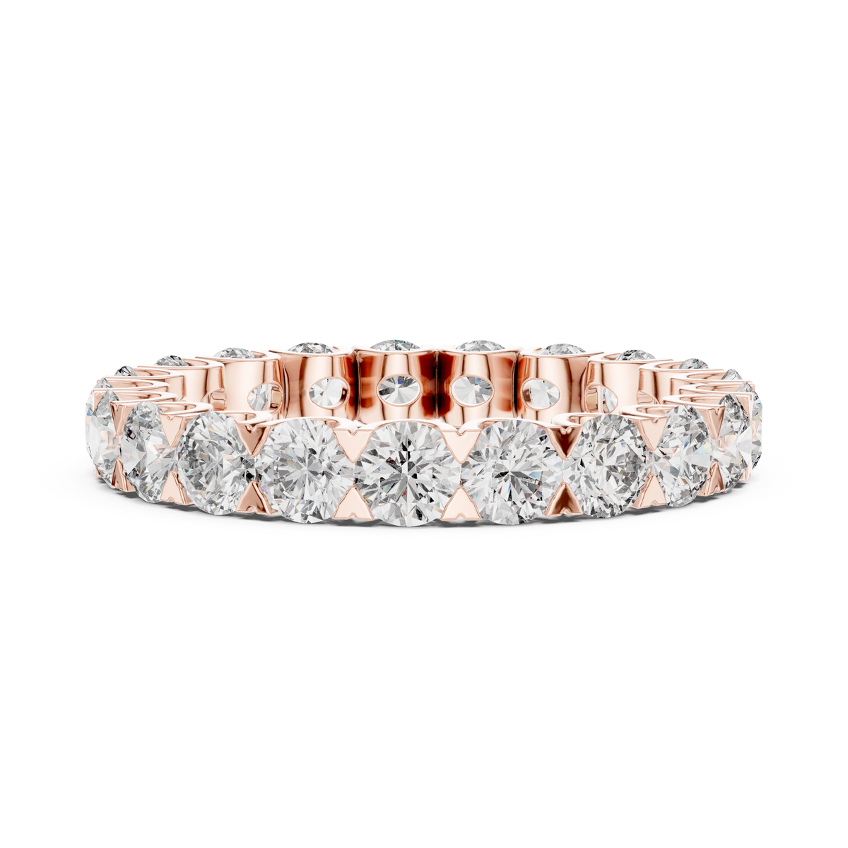 Round Diamond Eternity Ring, Full Eternity Wedding Band, 3.2mm Diamond Band, Anniversary Ring, Stackable Bridal Ring, Gold Eternity Band