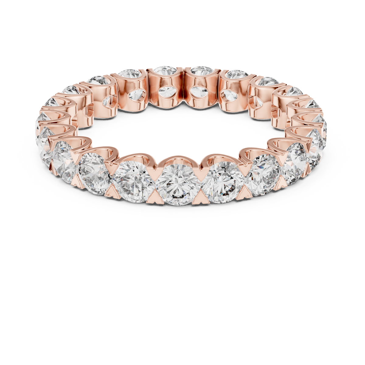 Round Diamond Eternity Ring, Full Eternity Wedding Band, 3.2mm Diamond Band, Anniversary Ring, Stackable Bridal Ring, Gold Eternity Band