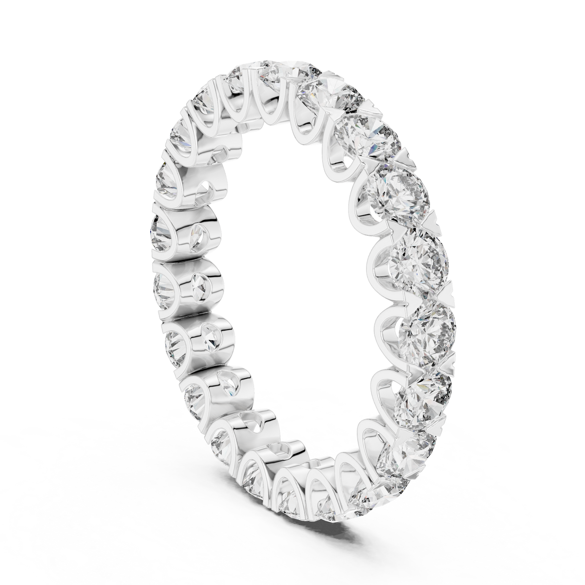 Round Diamond Eternity Ring, Full Eternity Wedding Band, 3.2mm Diamond Band, Anniversary Ring, Stackable Bridal Ring, Gold Eternity Band