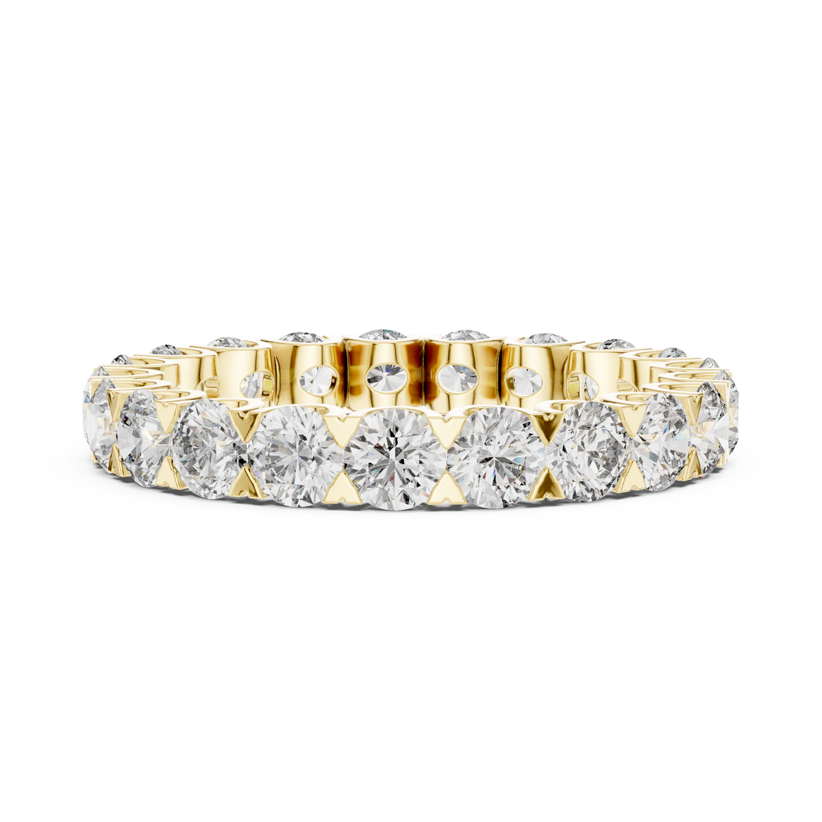 Round Diamond Eternity Ring, Full Eternity Wedding Band, 3.2mm Diamond Band, Anniversary Ring, Stackable Bridal Ring, Gold Eternity Band