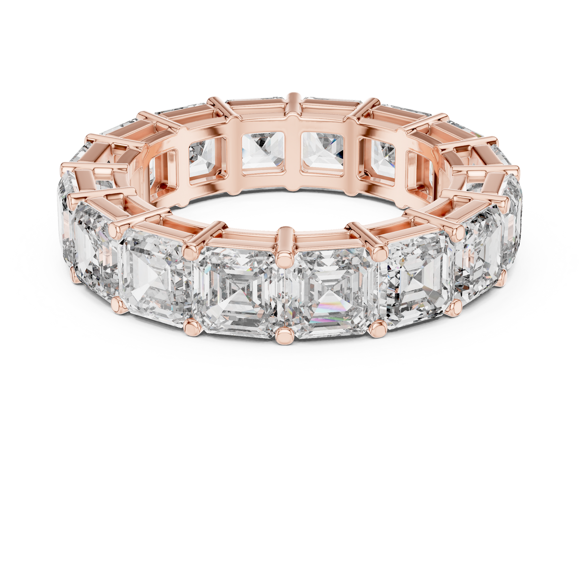 Asscher Cut Diamond Eternity Ring, Square Diamond Wedding Band, 5.07mm Full Eternity Ring, Anniversary Band, Statement Bridal Ring
