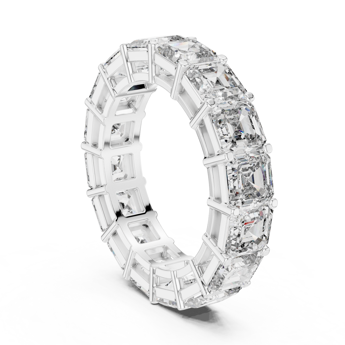 Asscher Cut Diamond Eternity Ring, Square Diamond Wedding Band, 5.07mm Full Eternity Ring, Anniversary Band, Statement Bridal Ring