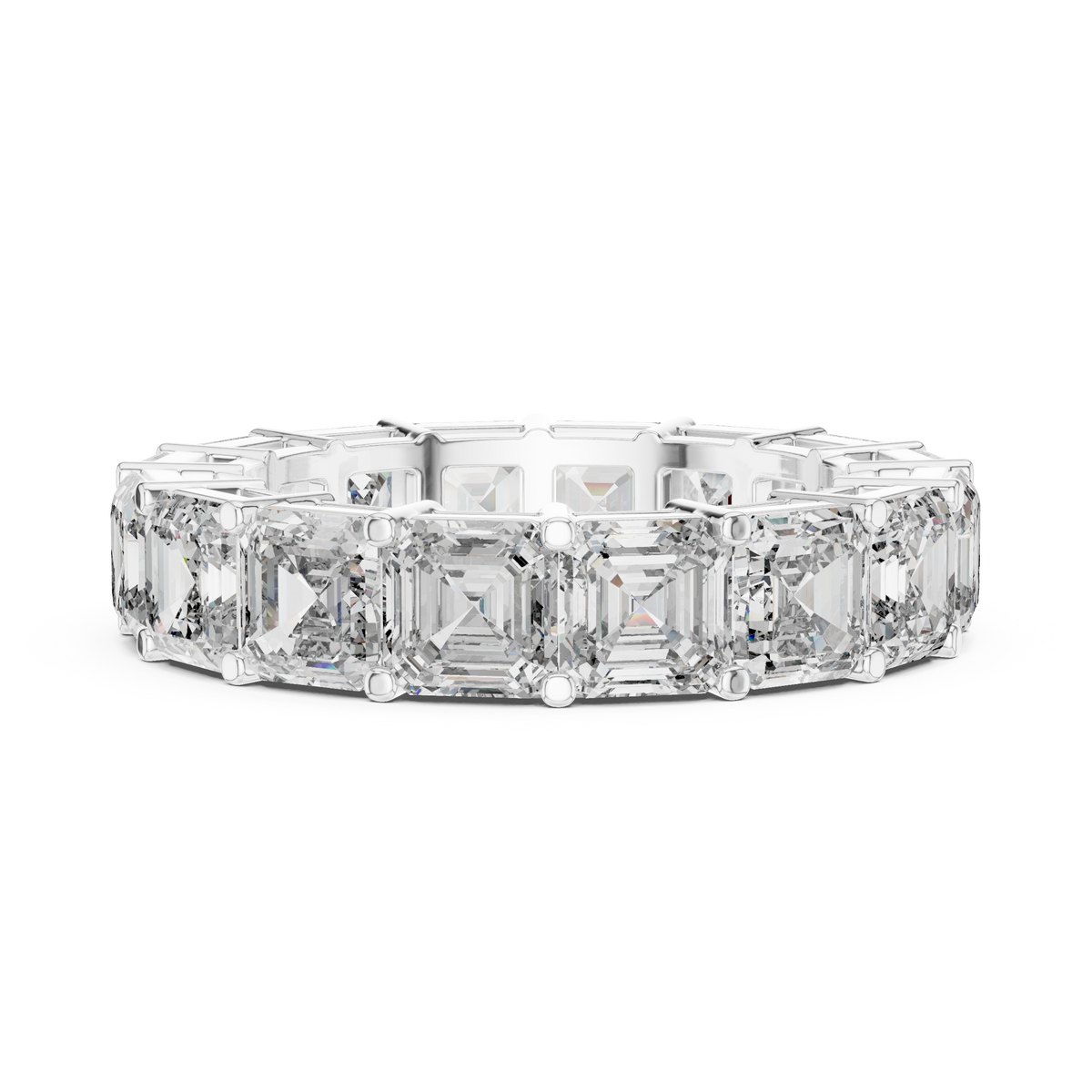 Asscher Cut Diamond Eternity Ring, Square Diamond Wedding Band, 5.07mm Full Eternity Ring, Anniversary Band, Statement Bridal Ring