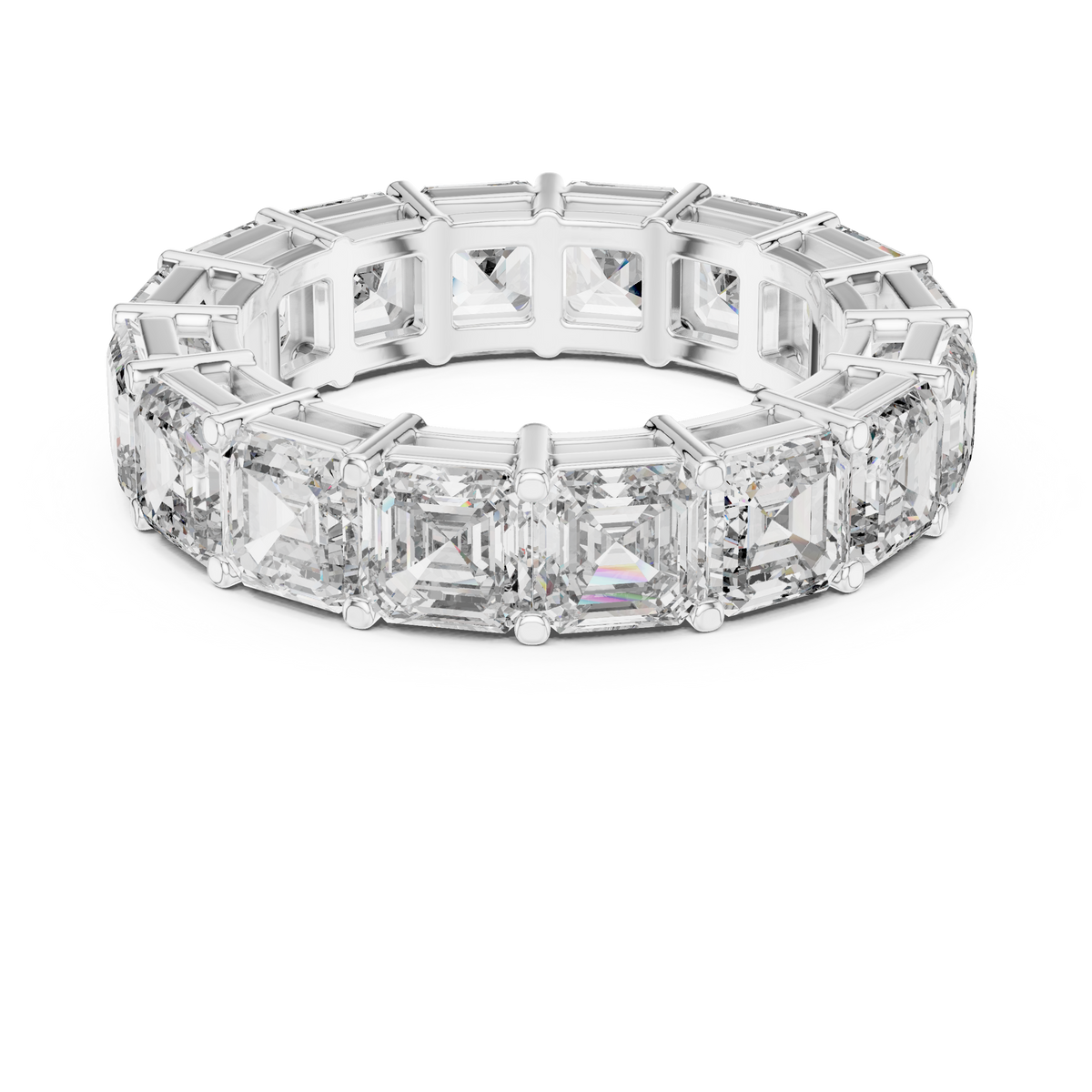 Asscher Cut Diamond Eternity Ring, Square Diamond Wedding Band, 5.07mm Full Eternity Ring, Anniversary Band, Statement Bridal Ring