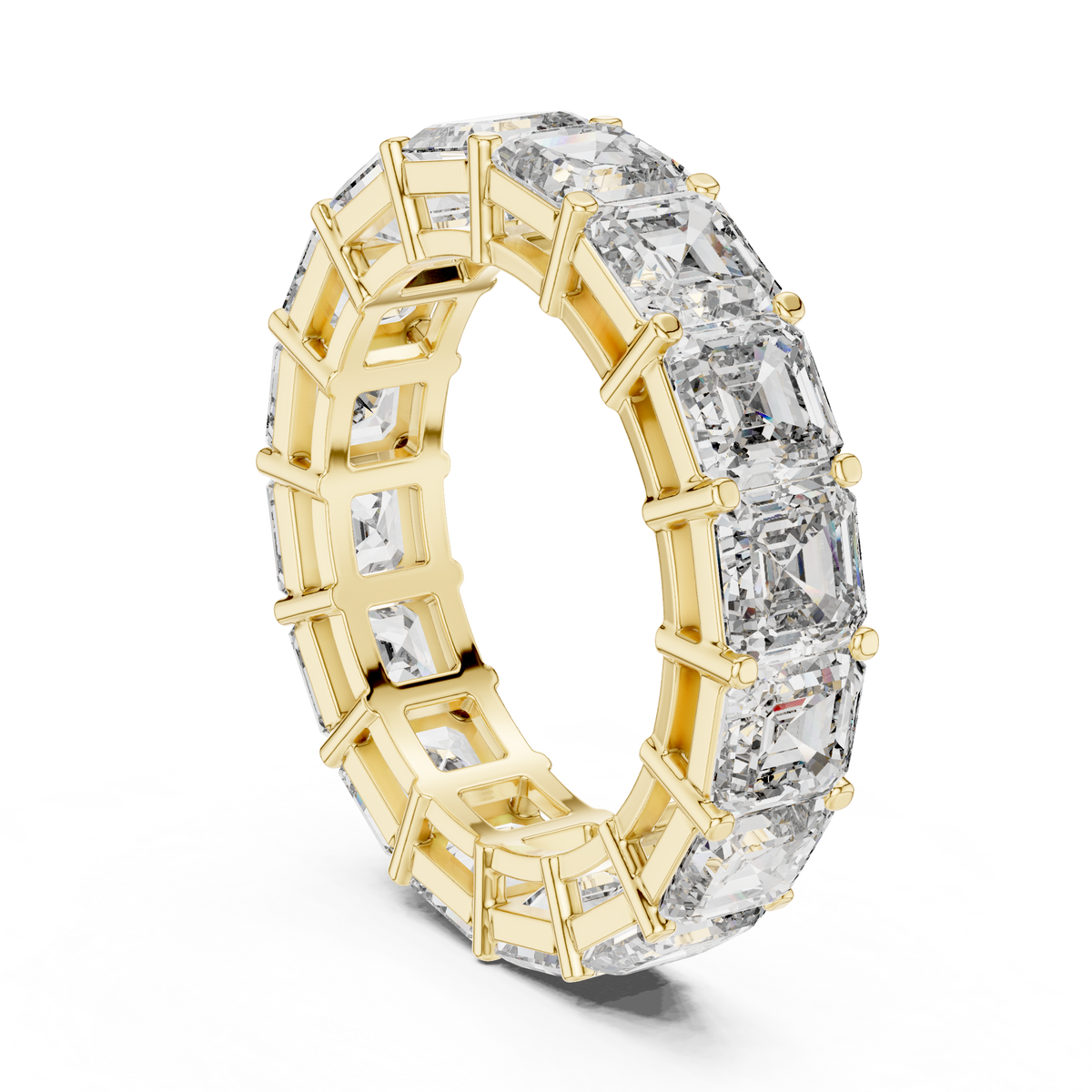 Asscher Cut Diamond Eternity Ring, Square Diamond Wedding Band, 5.07mm Full Eternity Ring, Anniversary Band, Statement Bridal Ring