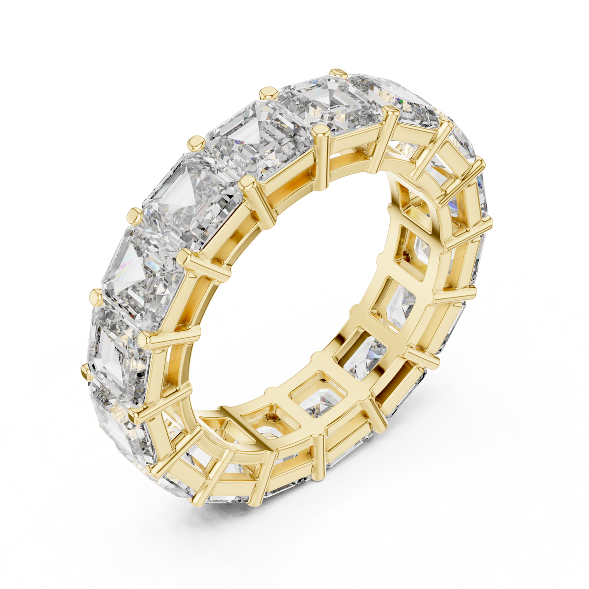 Asscher Cut Diamond Eternity Ring, Square Diamond Wedding Band, 5.07mm Full Eternity Ring, Anniversary Band, Statement Bridal Ring