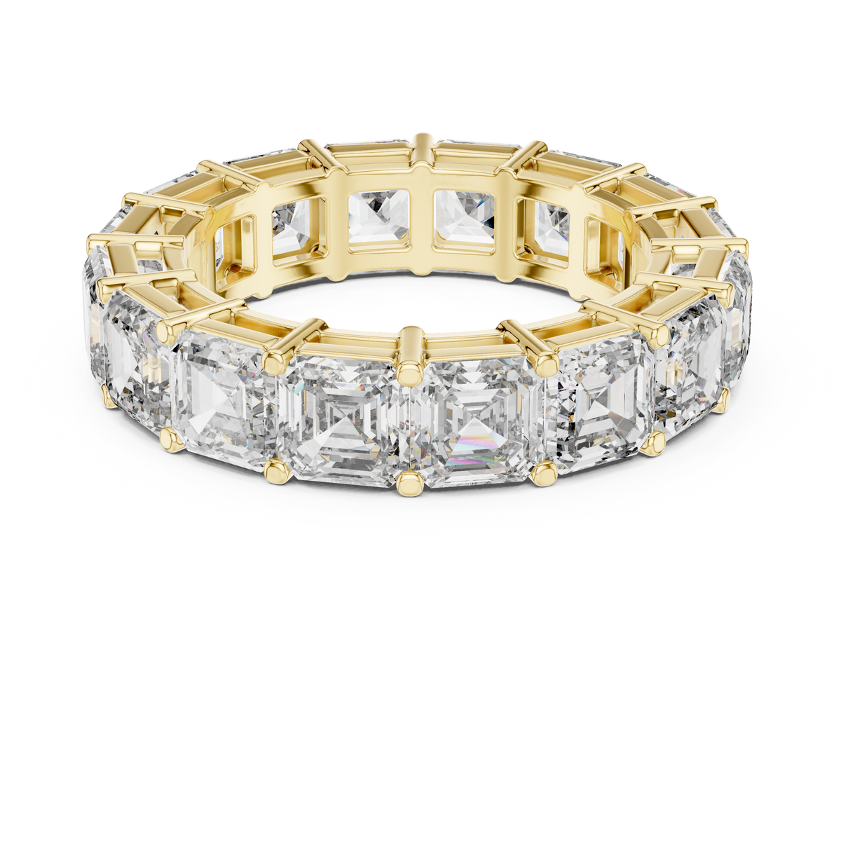 Asscher Cut Diamond Eternity Ring, Square Diamond Wedding Band, 5.07mm Full Eternity Ring, Anniversary Band, Statement Bridal Ring