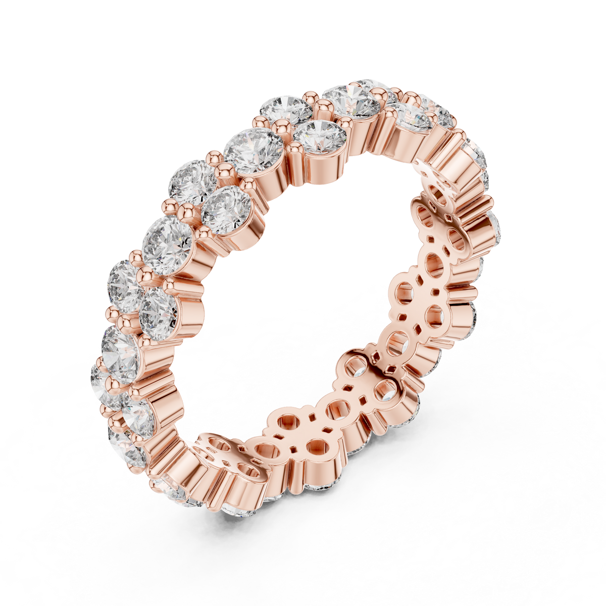 Cluster Diamond Eternity Ring, Round Diamond Wedding Band, Floral Eternity Ring, 4.74mm Full Eternity Anniversary Band, Stackable Bridal Ring