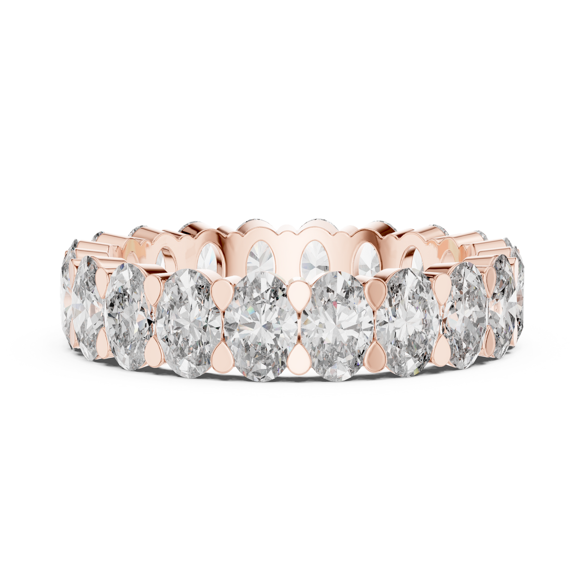 Oval Diamond Eternity Ring, 4.70mm Full Eternity Wedding Band, East West Oval Diamond Ring, Stackable Bridal Anniversary Band