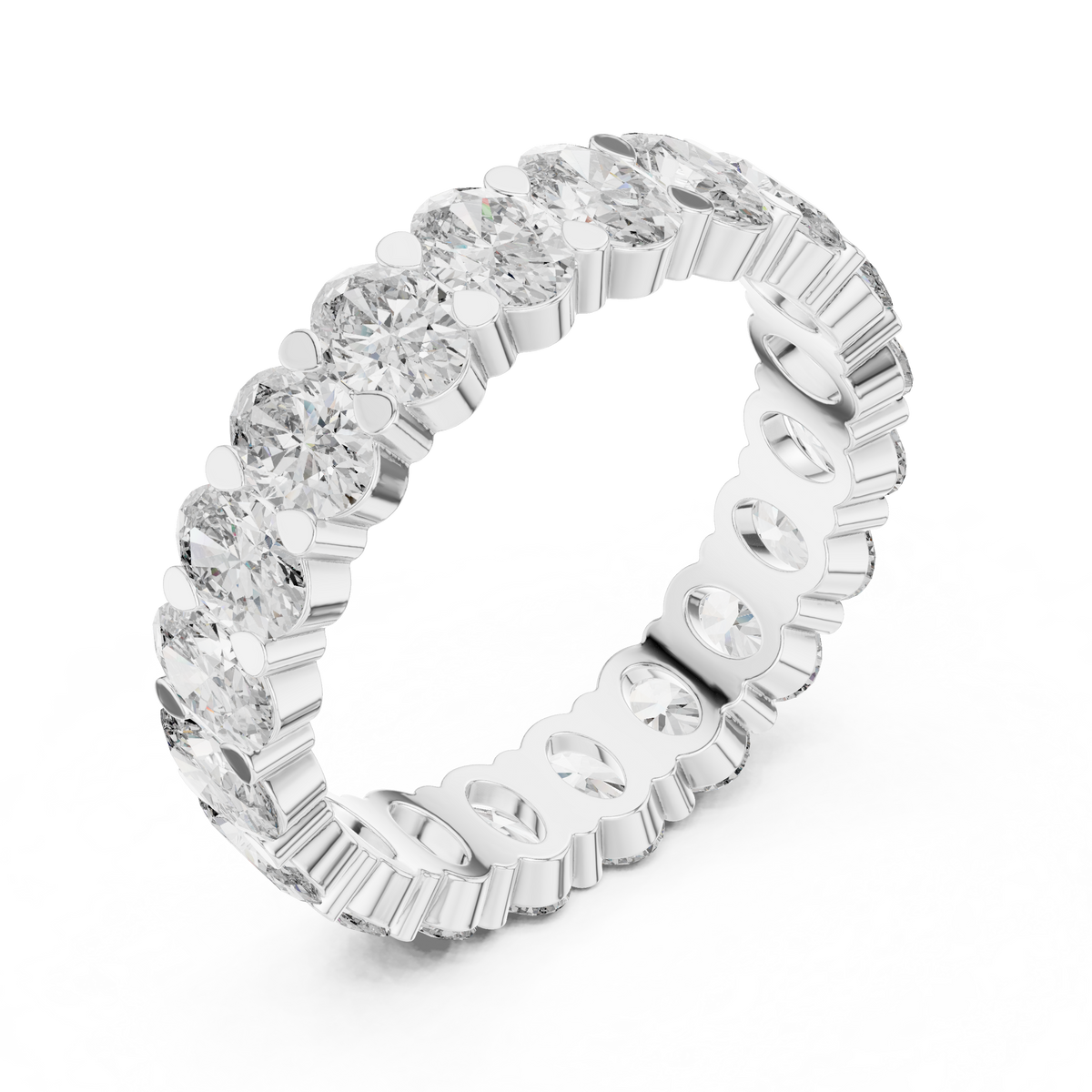 Oval Diamond Eternity Ring, 4.70mm Full Eternity Wedding Band, East West Oval Diamond Ring, Stackable Bridal Anniversary Band