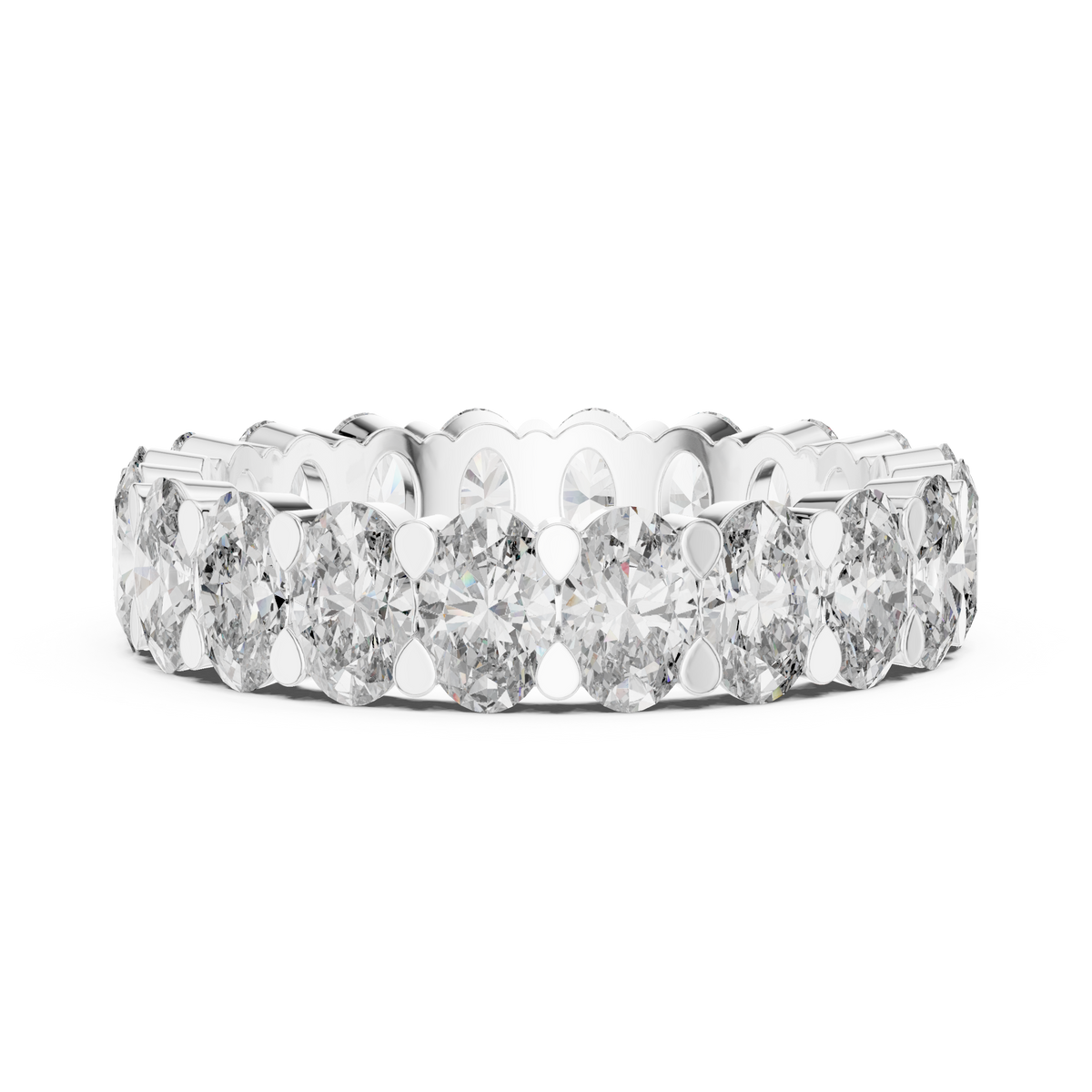 Oval Diamond Eternity Ring, 4.70mm Full Eternity Wedding Band, East West Oval Diamond Ring, Stackable Bridal Anniversary Band