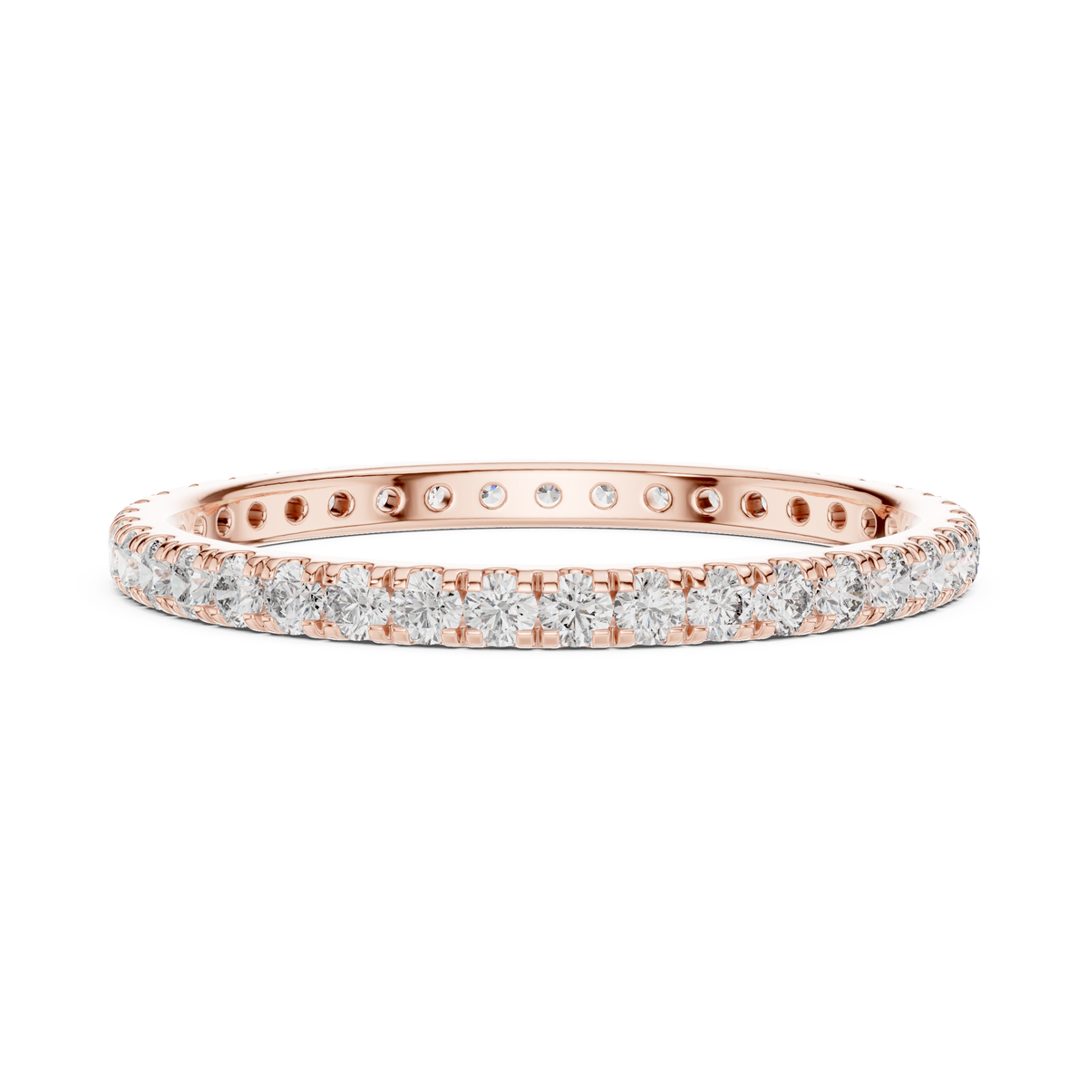 Thin Diamond Eternity Ring, 1.8mm Full Eternity Wedding Band, Dainty Pave Ring, Stackable Bridal Band, Anniversary Ring